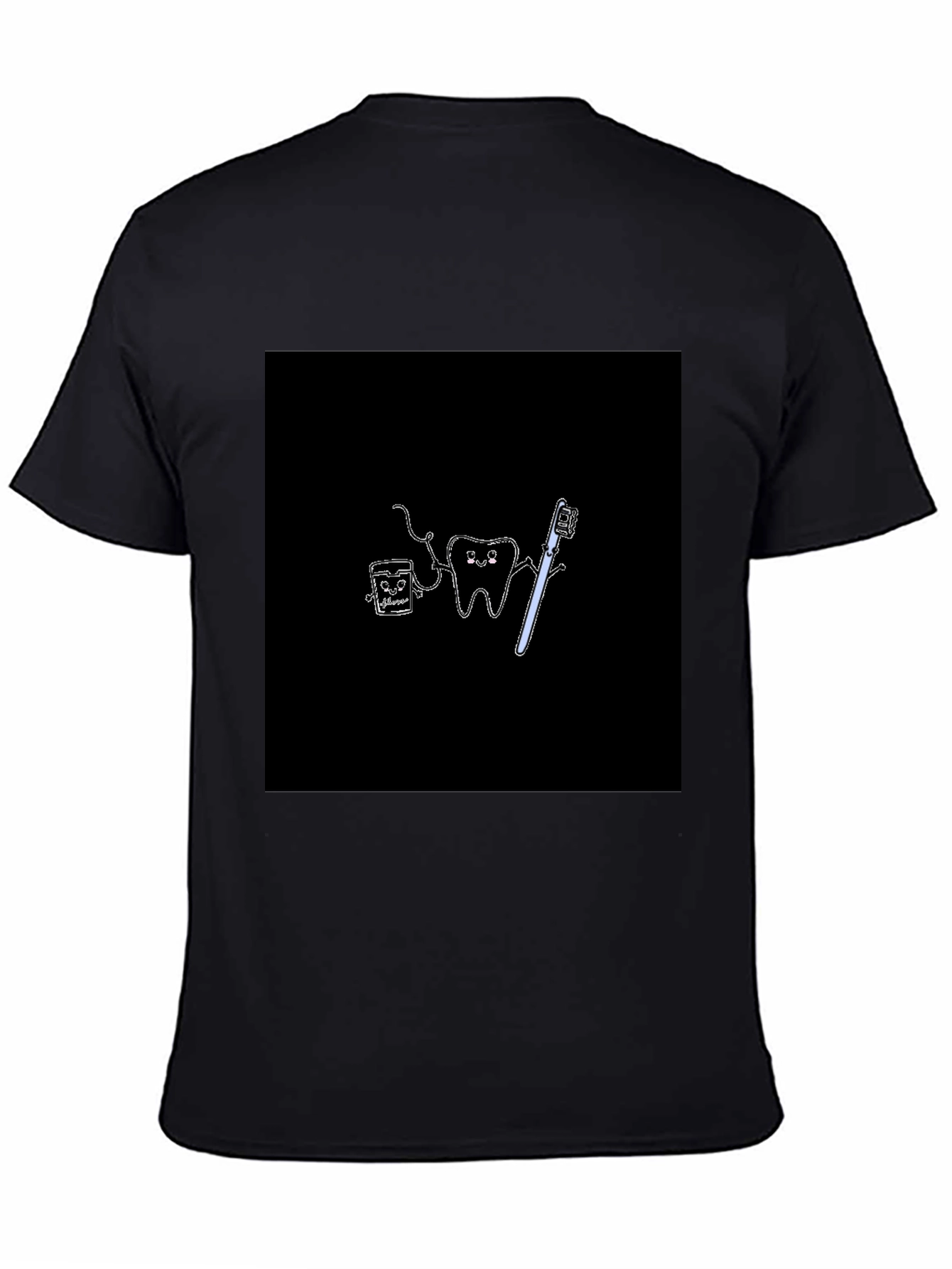 Cute Dental Cartoon Black T-Shirt