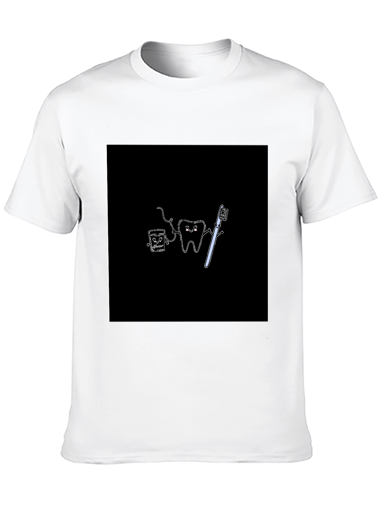 Cute Dental Cartoon Black T-Shirt