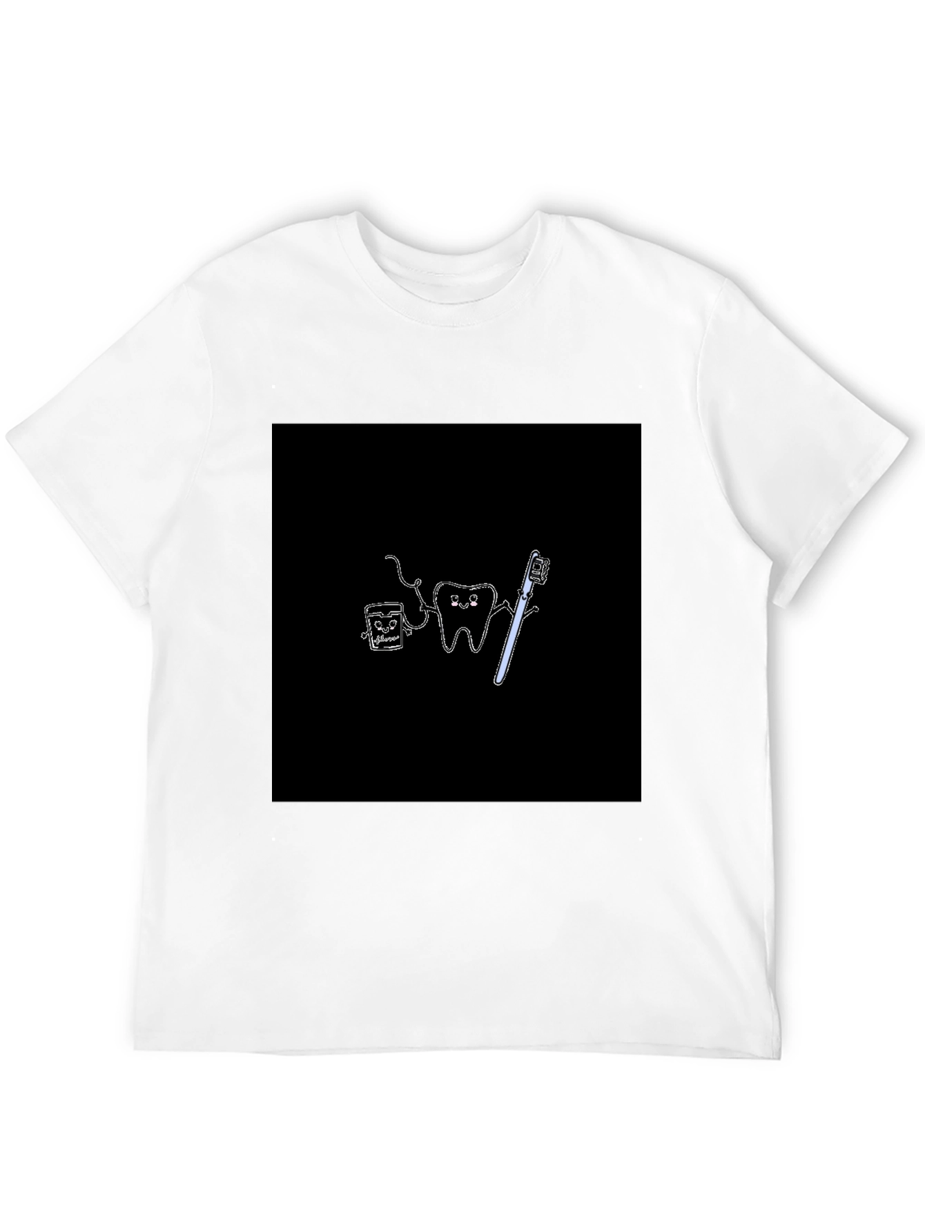 Cute Dental Cartoon Black T-Shirt