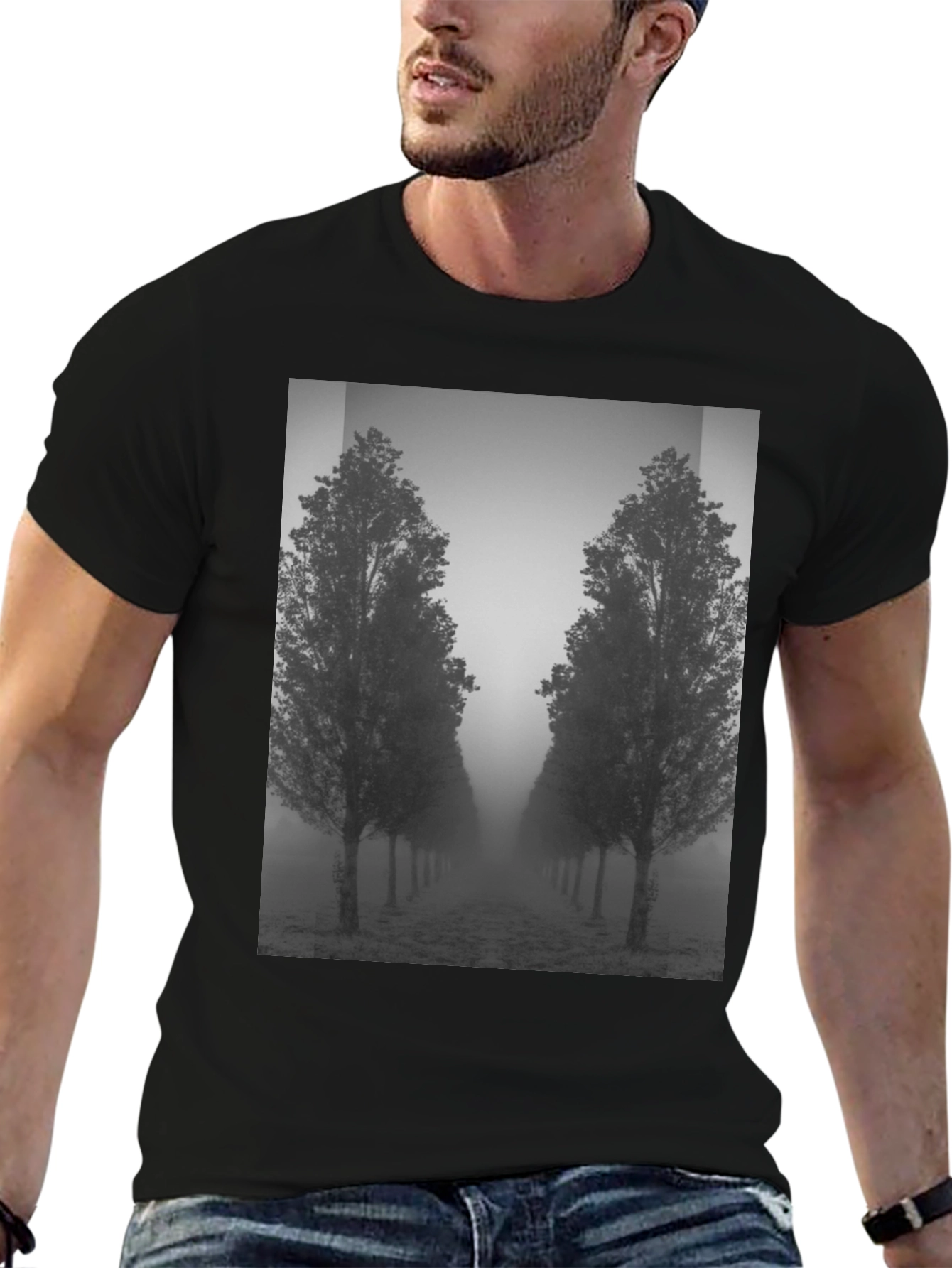 Misty Tree Lane Black T-Shirt
