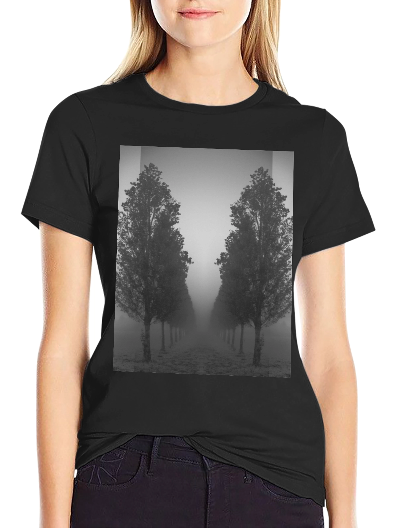 Misty Tree Lane Black T-Shirt