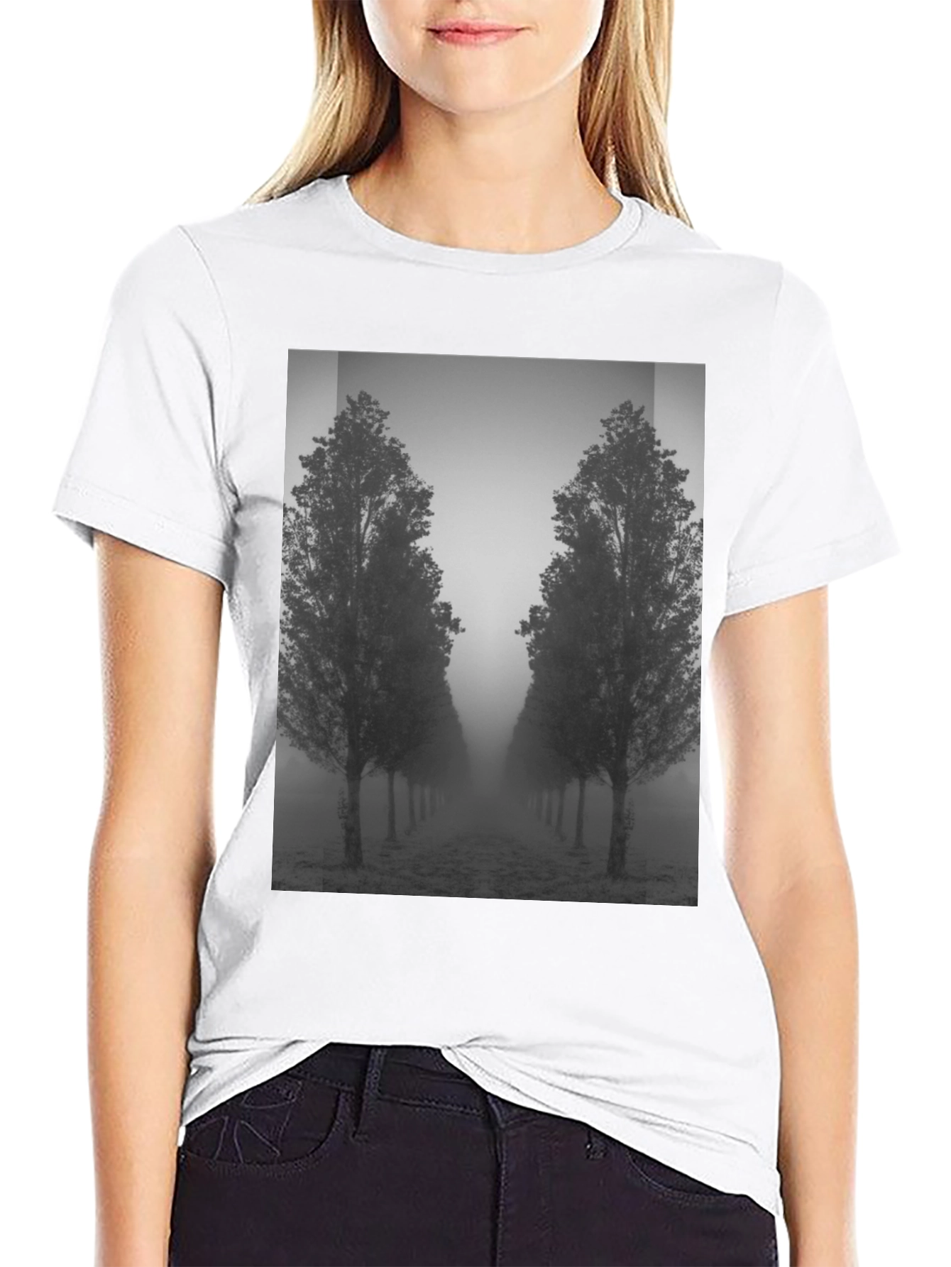 Misty Tree Lane Black T-Shirt