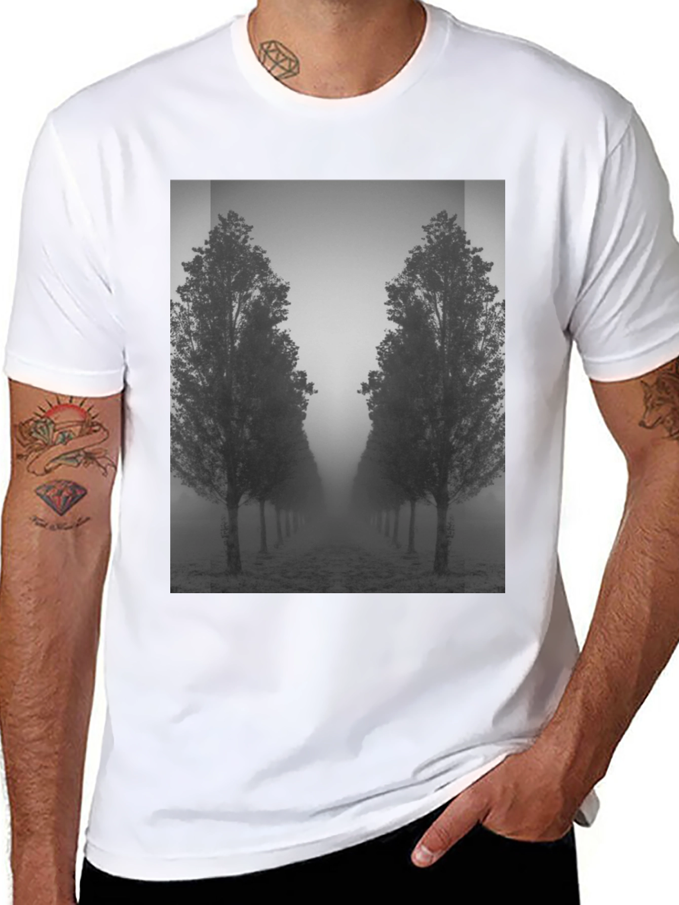 Misty Tree Lane Black T-Shirt