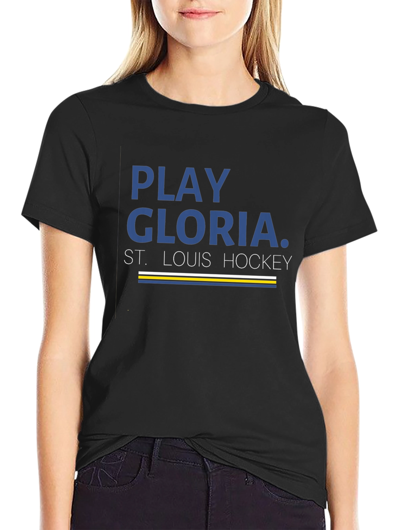 Play Gloria St. Louis Hockey Black T-Shirt