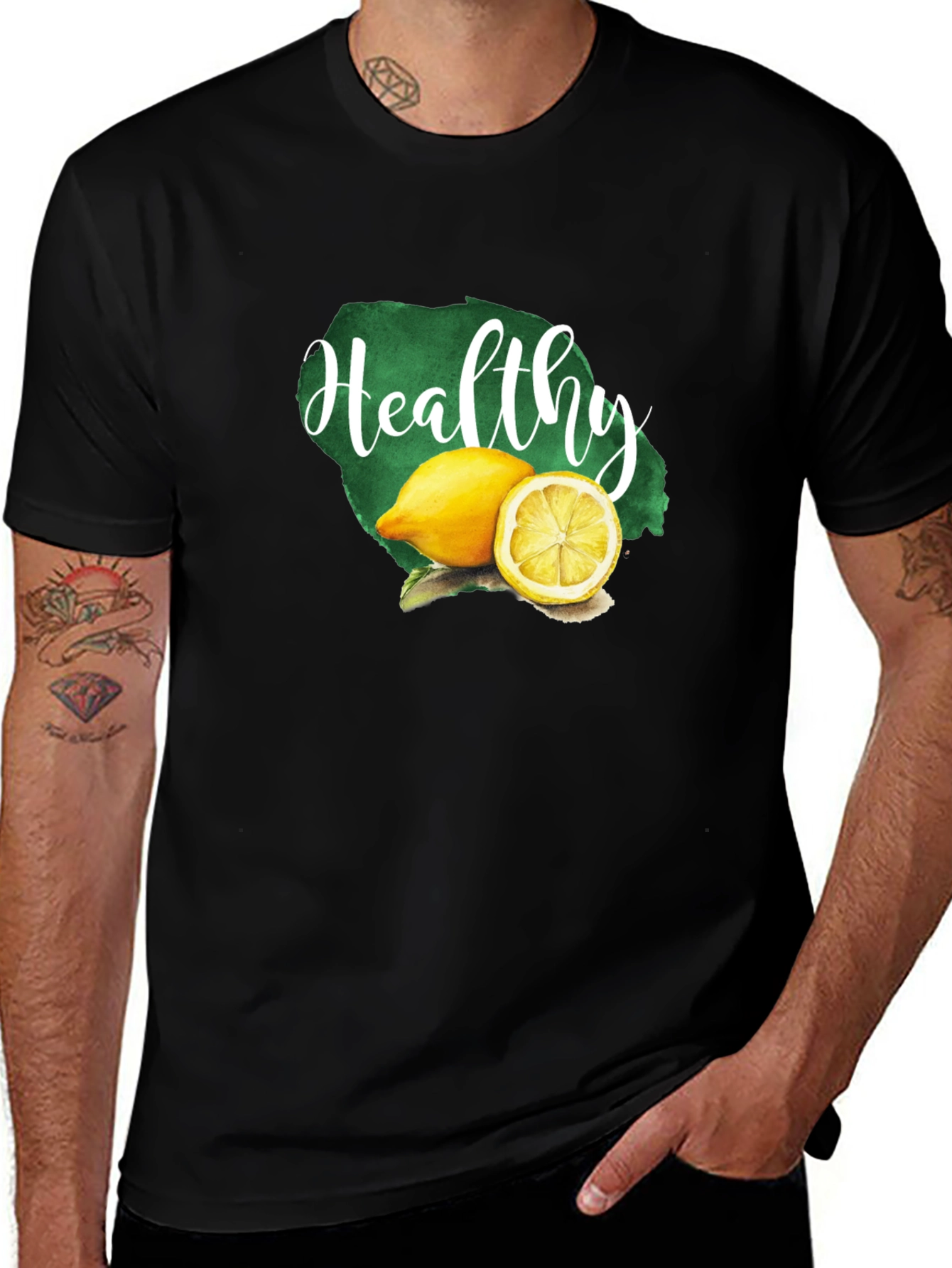 Healthy Lemon Graphic Tee - Unisex Black T-Shirt