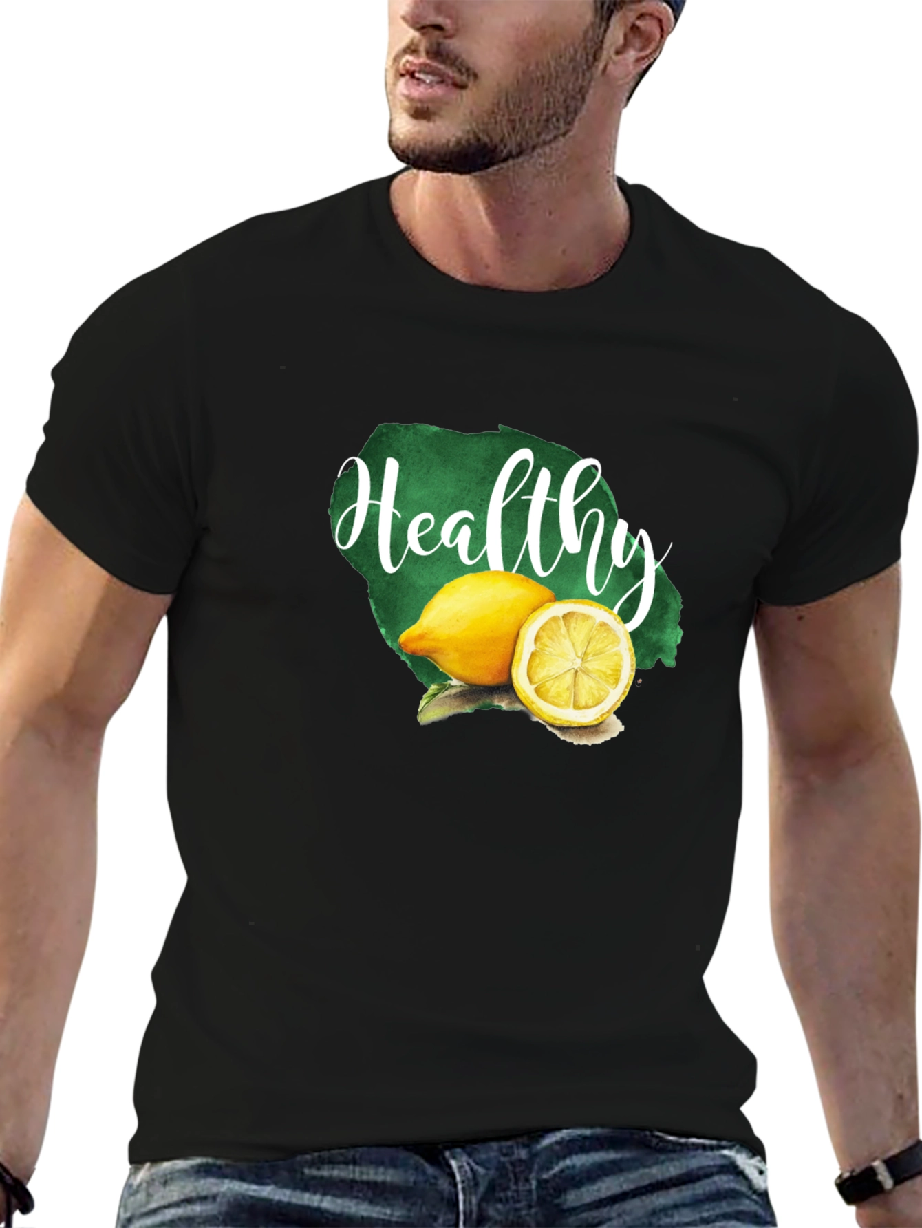 Healthy Lemon Graphic Tee - Unisex Black T-Shirt