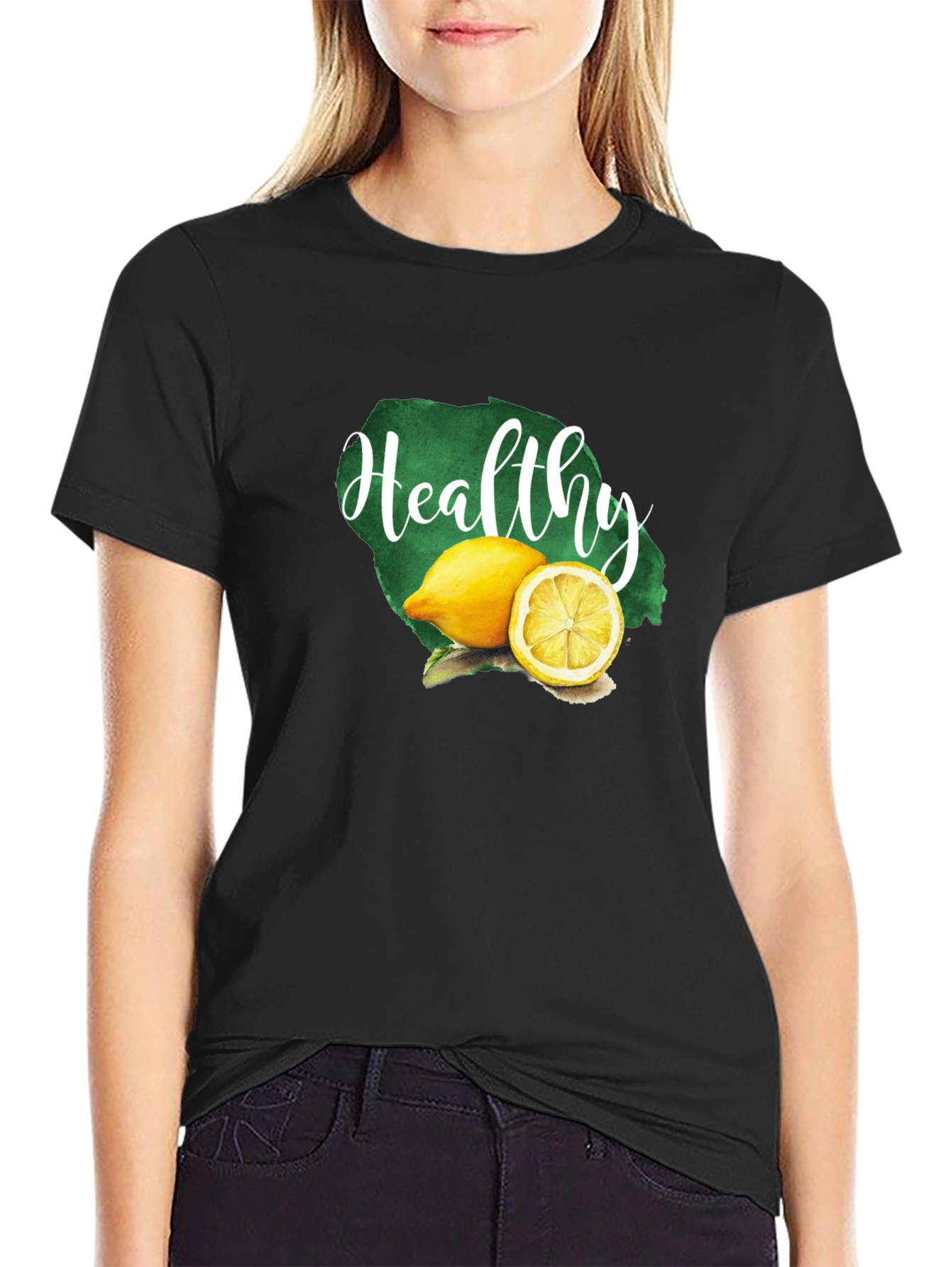 Healthy Lemon Graphic Tee - Unisex Black T-Shirt