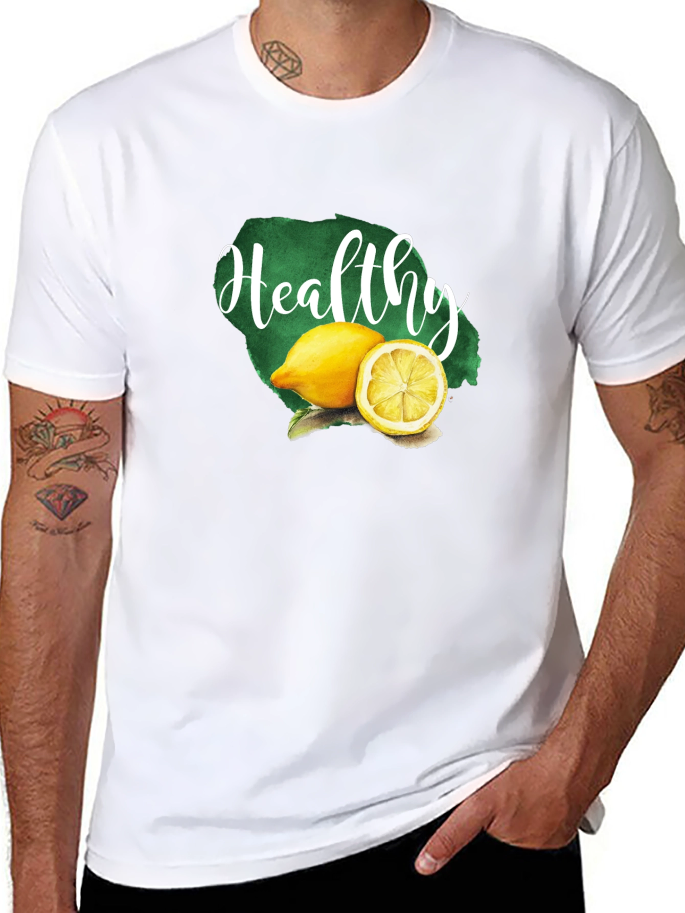 Healthy Lemon Graphic Tee - Unisex Black T-Shirt