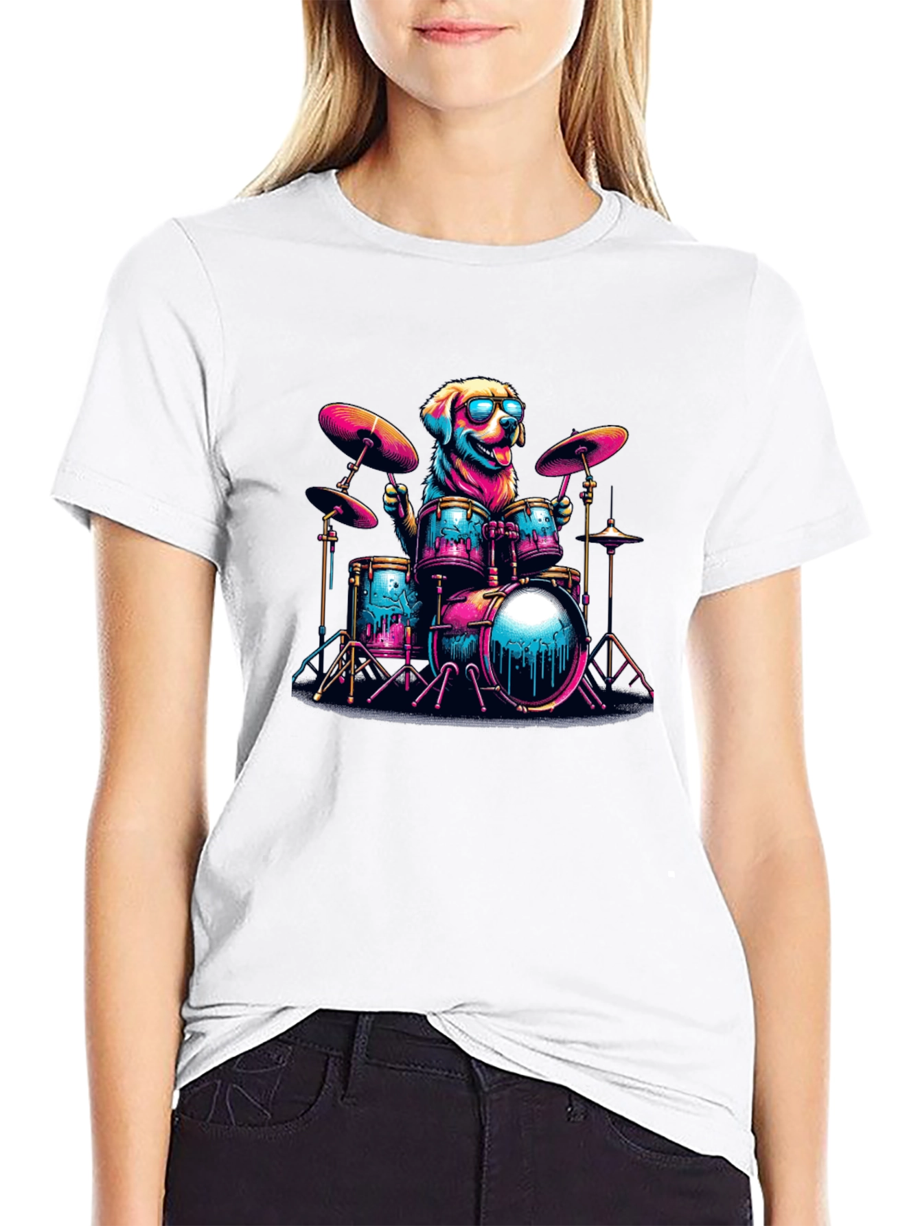 Dog Drummer T-Shirt - Cool Canine Musician