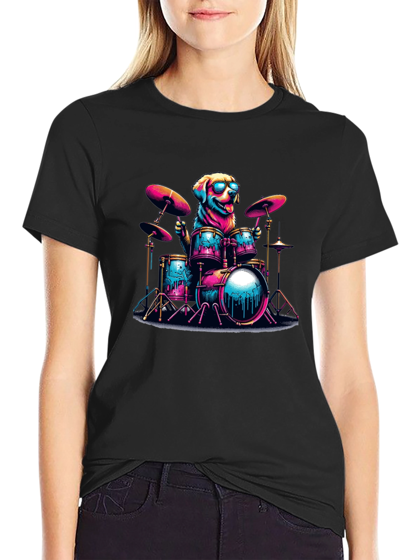 Dog Drummer T-Shirt - Cool Canine Musician