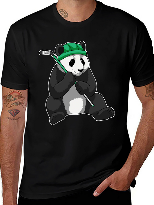 Panda Hockey Player Graphic T-Shirt