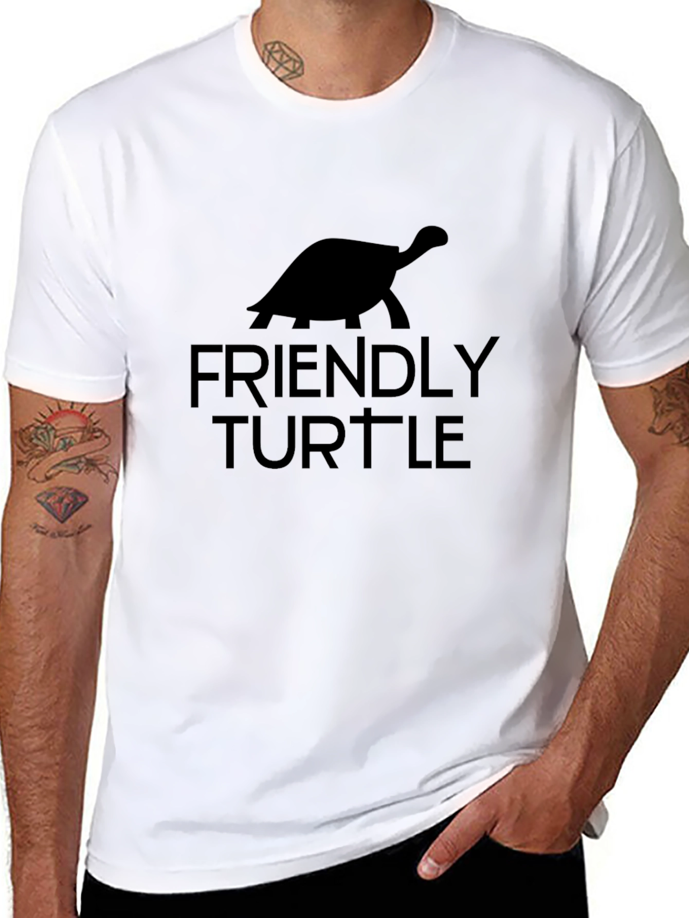 Friendly Turtle Black Graphic Tee