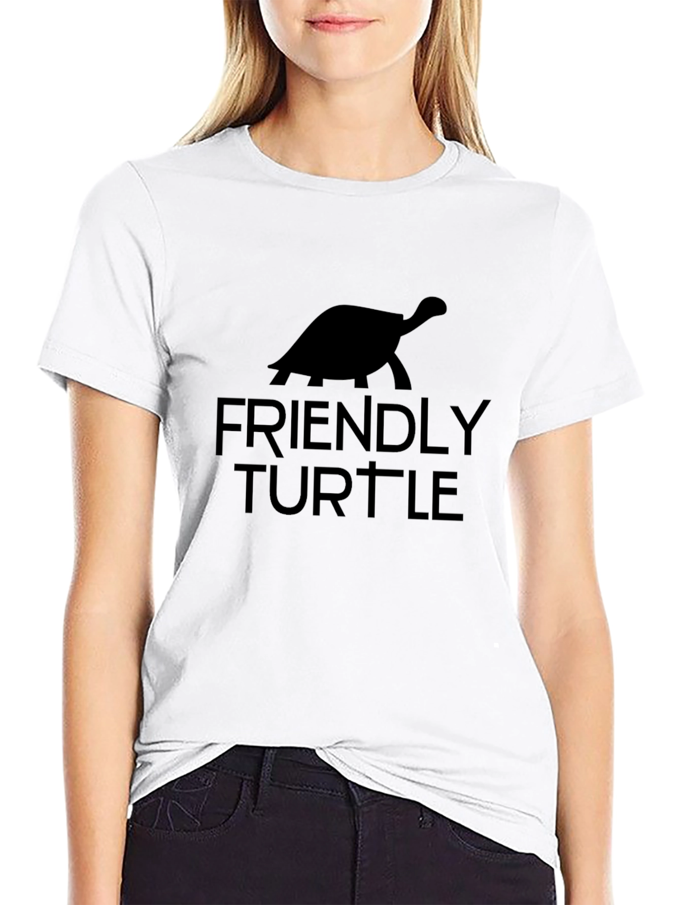Friendly Turtle Black Graphic Tee