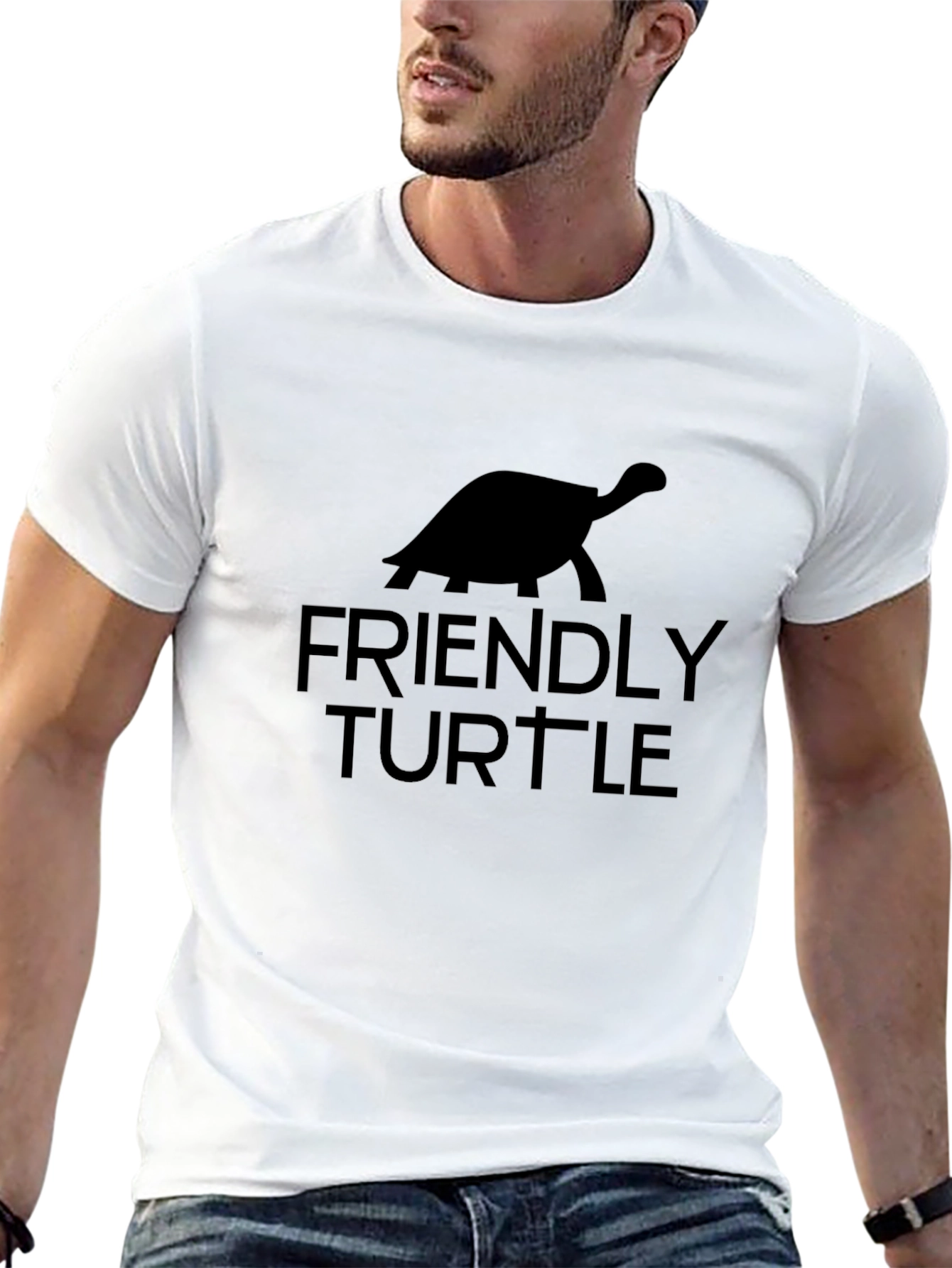 Friendly Turtle Black Graphic Tee