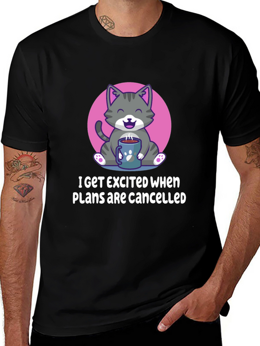 Funny Cat Coffee T-Shirt - Cancelled Plans Graphic Tee