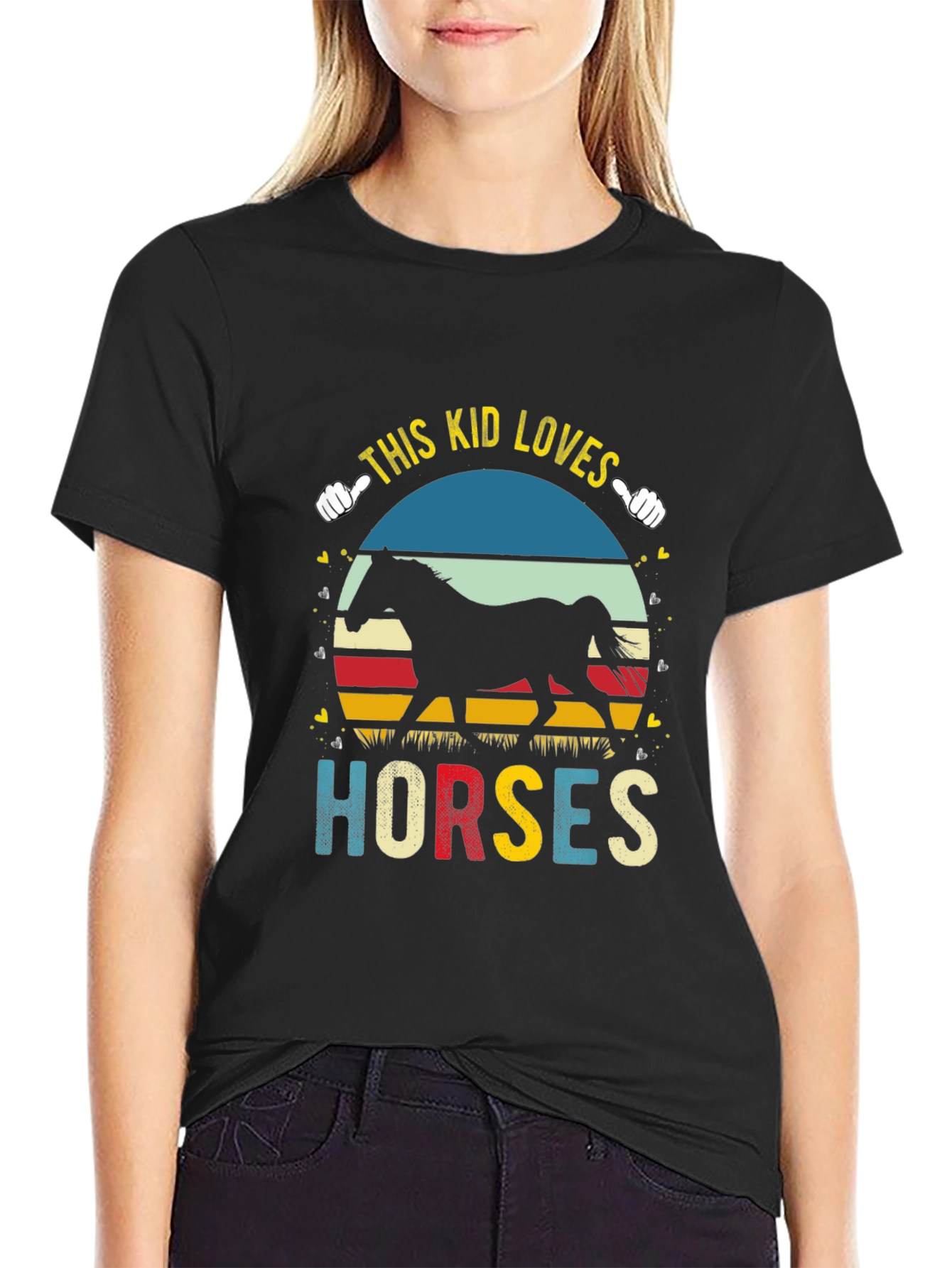 This Kid Loves Horses Black T-Shirt