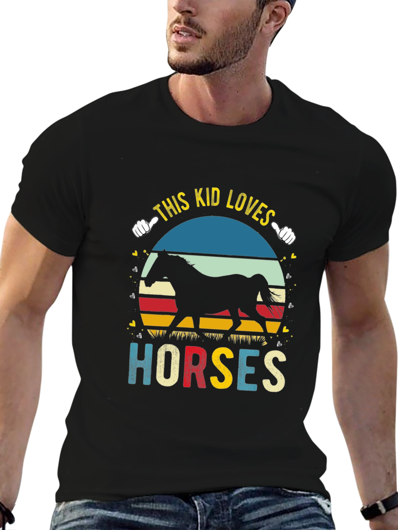 This Kid Loves Horses Black T-Shirt
