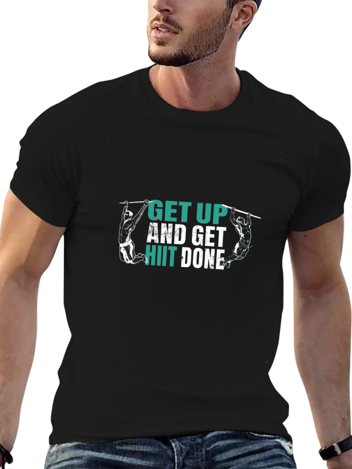 Get Up HIIT Done Black T-Shirt Fitness Motivation