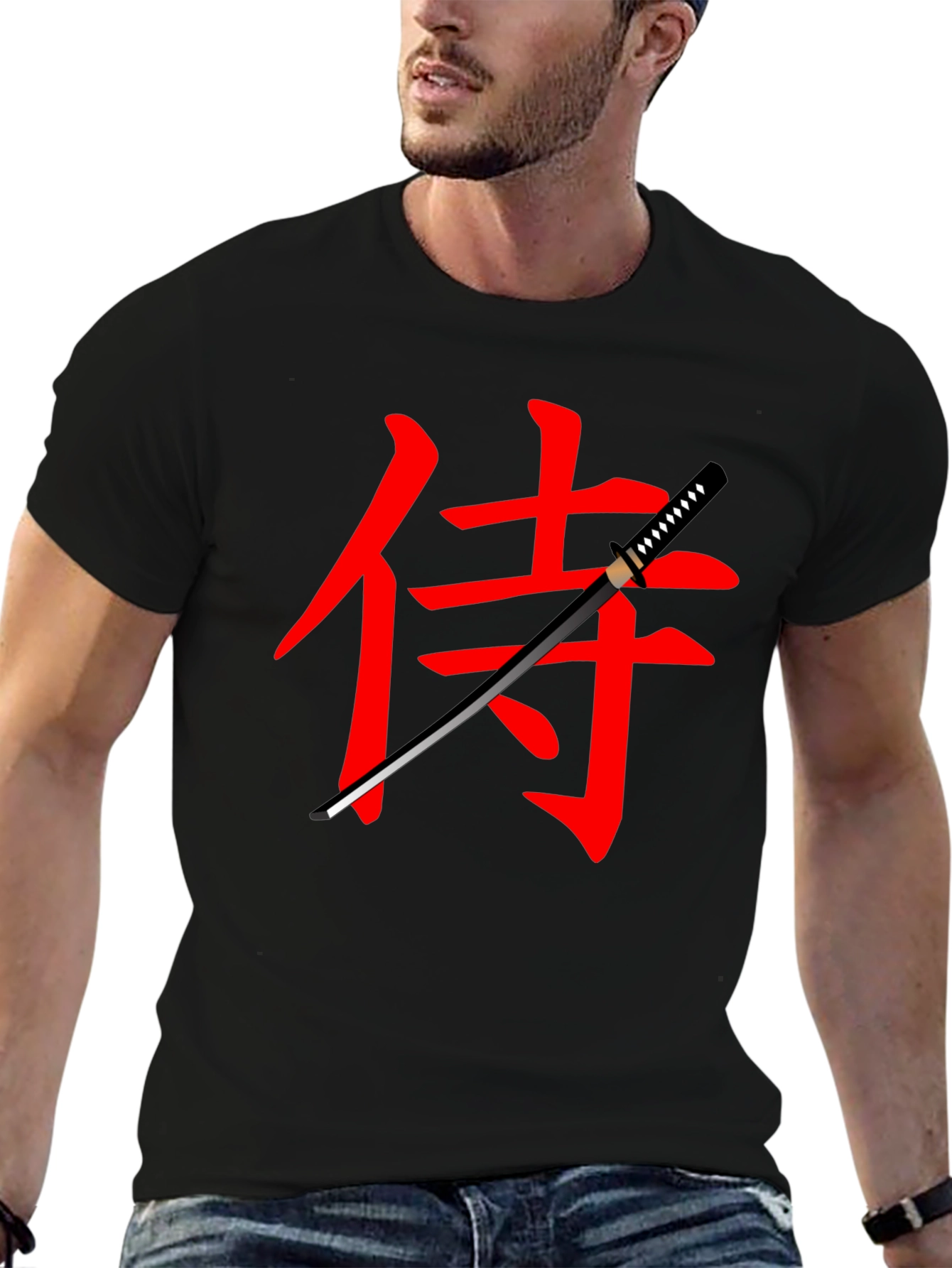 Samurai Katana Graphic Black T-Shirt