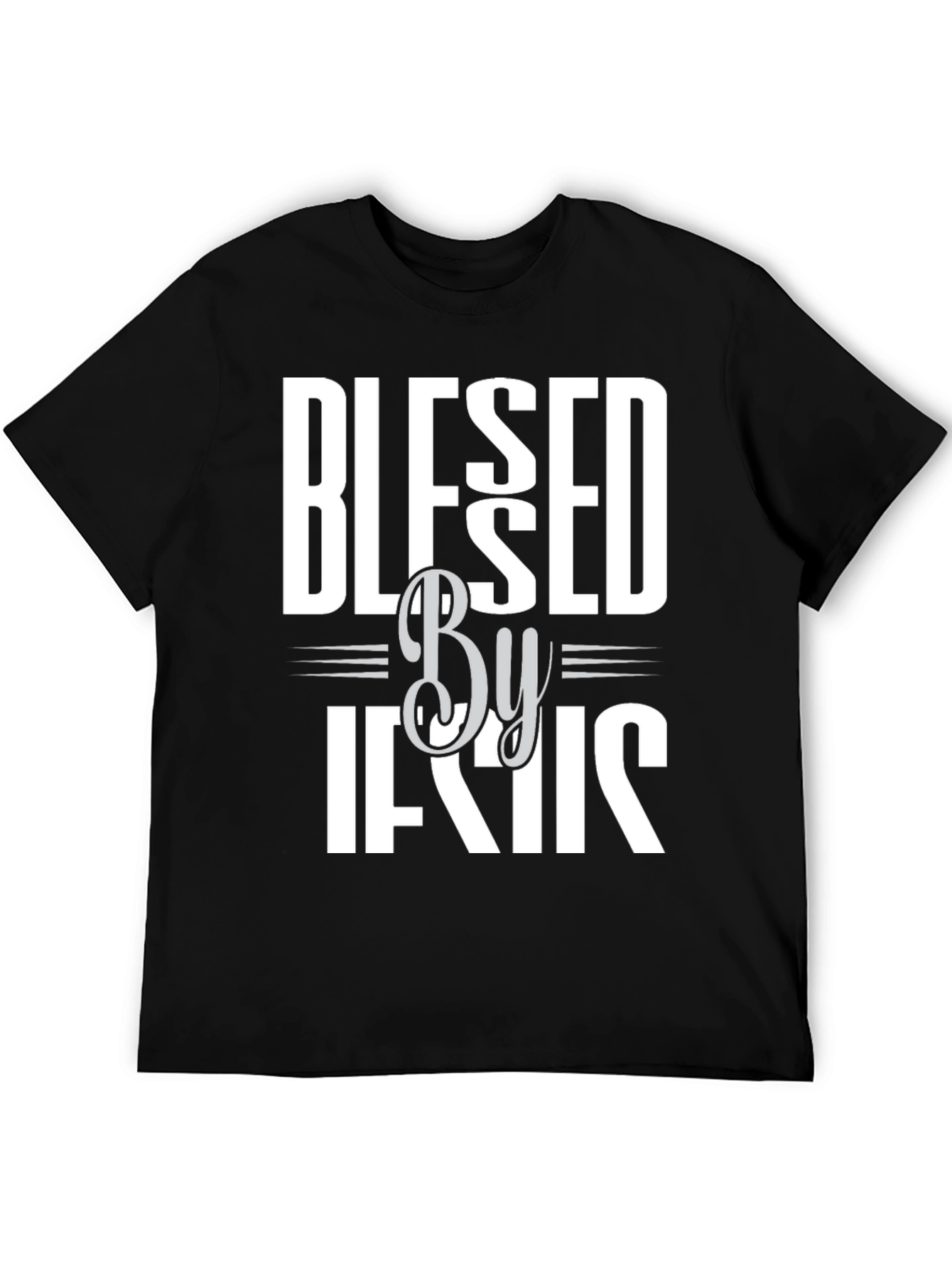 Blessed By Jesus Graphic T-Shirt - Black Cotton Blend