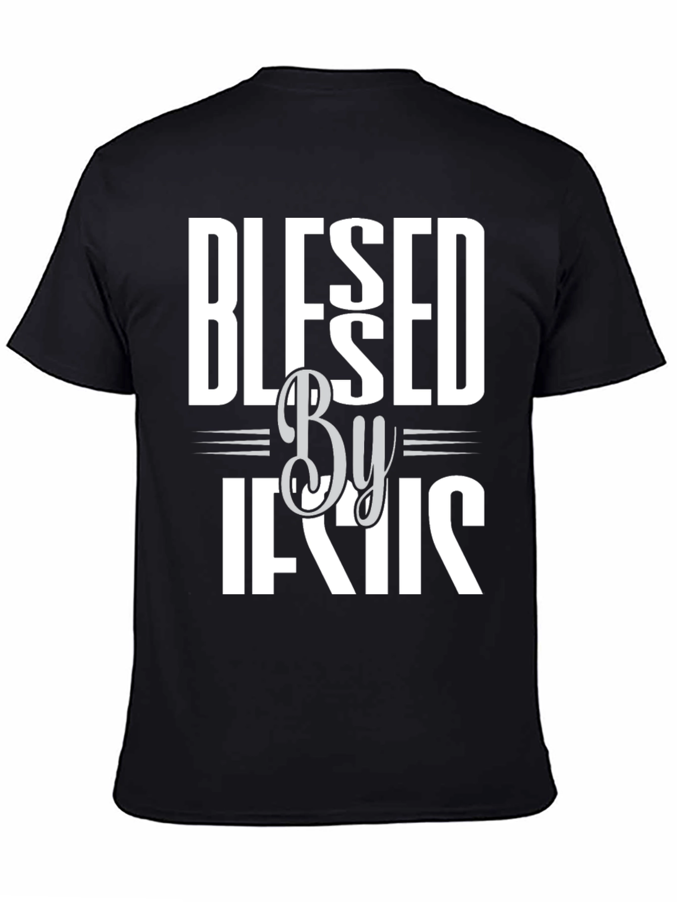 Blessed By Jesus Graphic T-Shirt - Black Cotton Blend