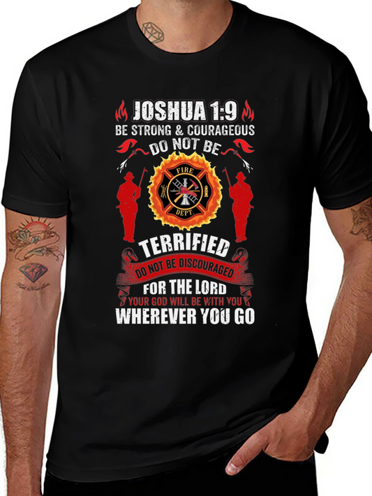 Firefighter Joshua 1:9 Graphic T-Shirt
