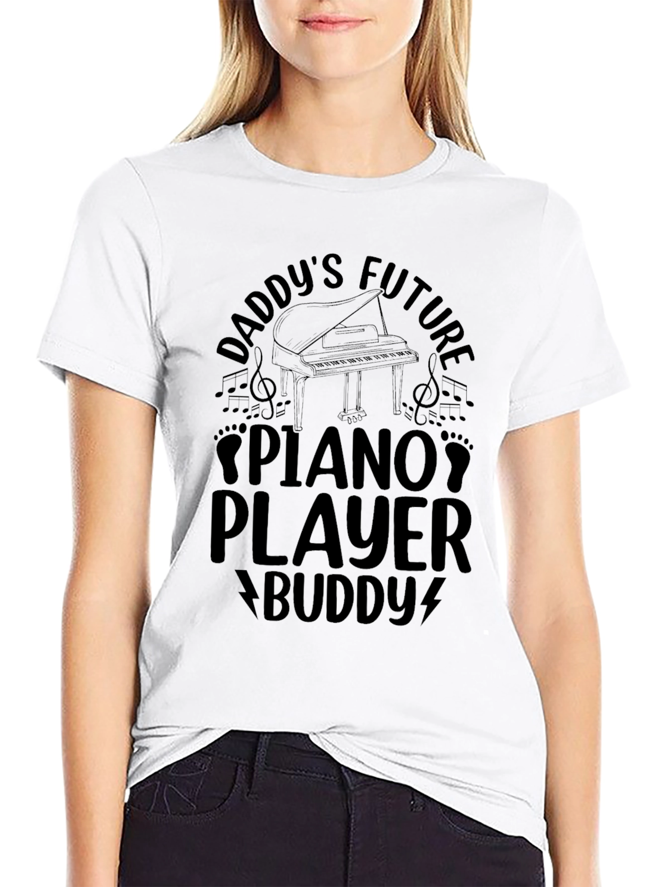 Daddys Future Piano Player Buddy Black T-Shirt