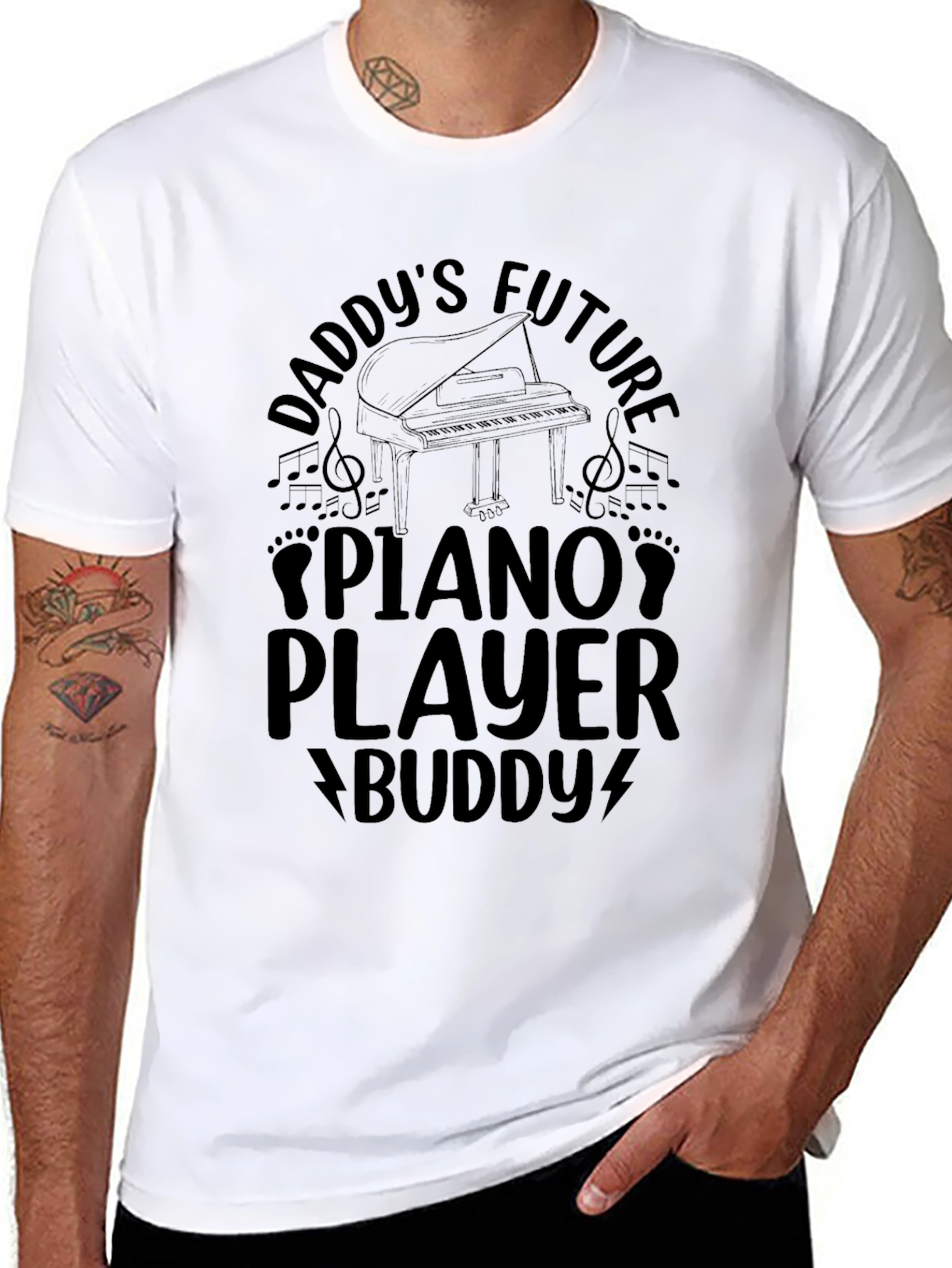 Daddys Future Piano Player Buddy Black T-Shirt