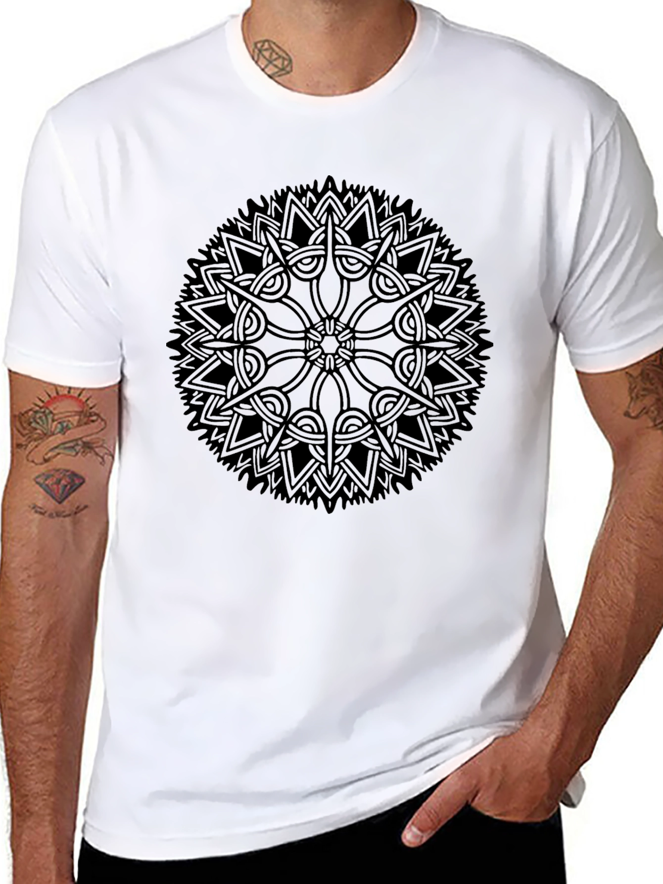 Black Mandala Graphic Tee - Stylish Casual Wear