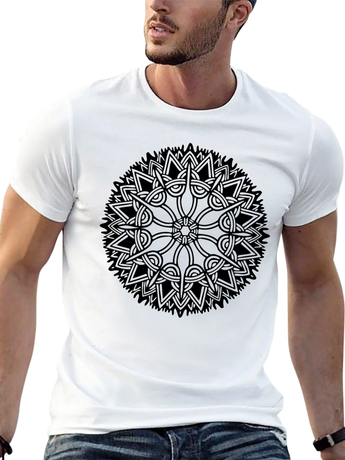 Black Mandala Graphic Tee - Stylish Casual Wear