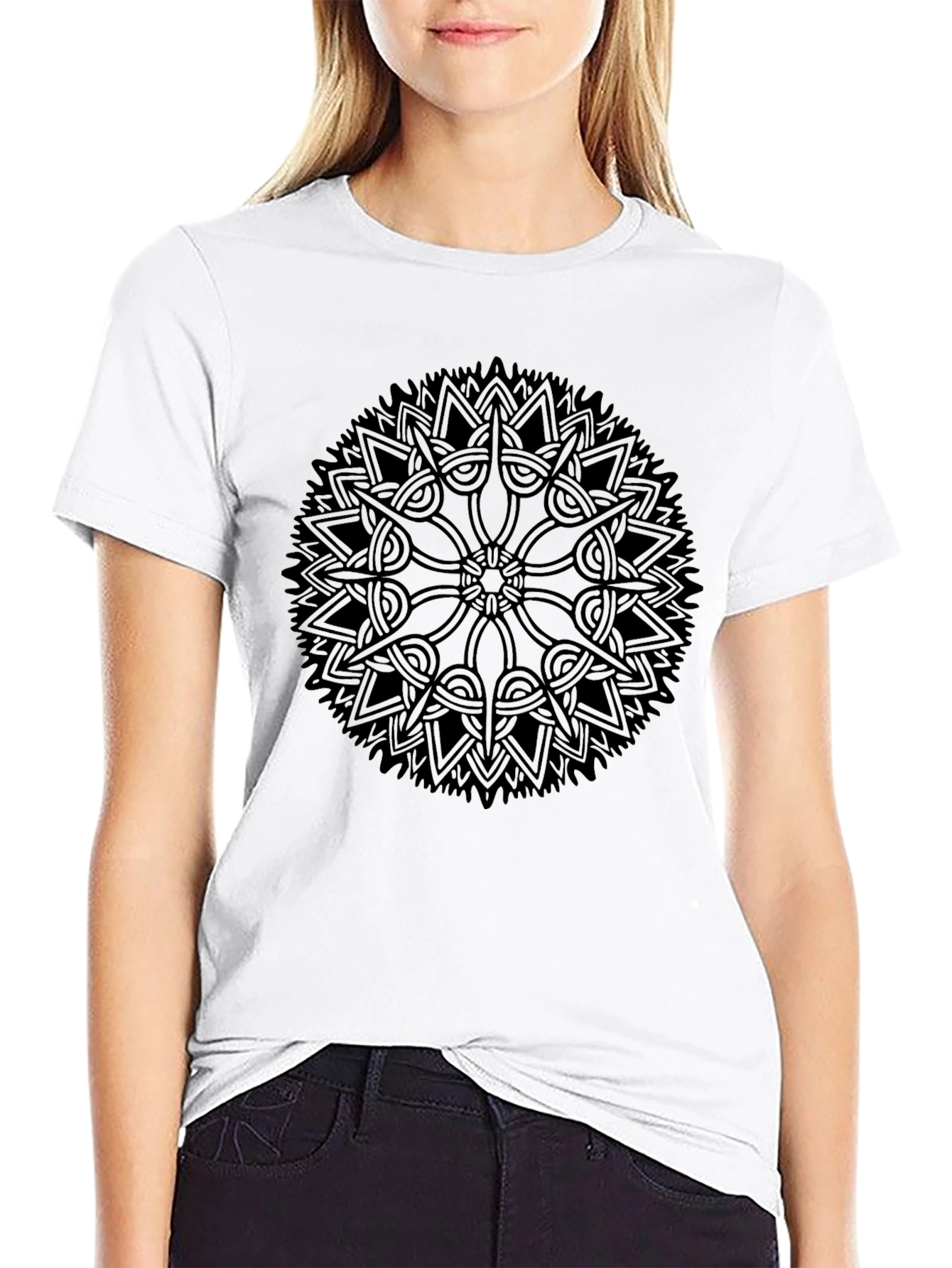 Black Mandala Graphic Tee - Stylish Casual Wear