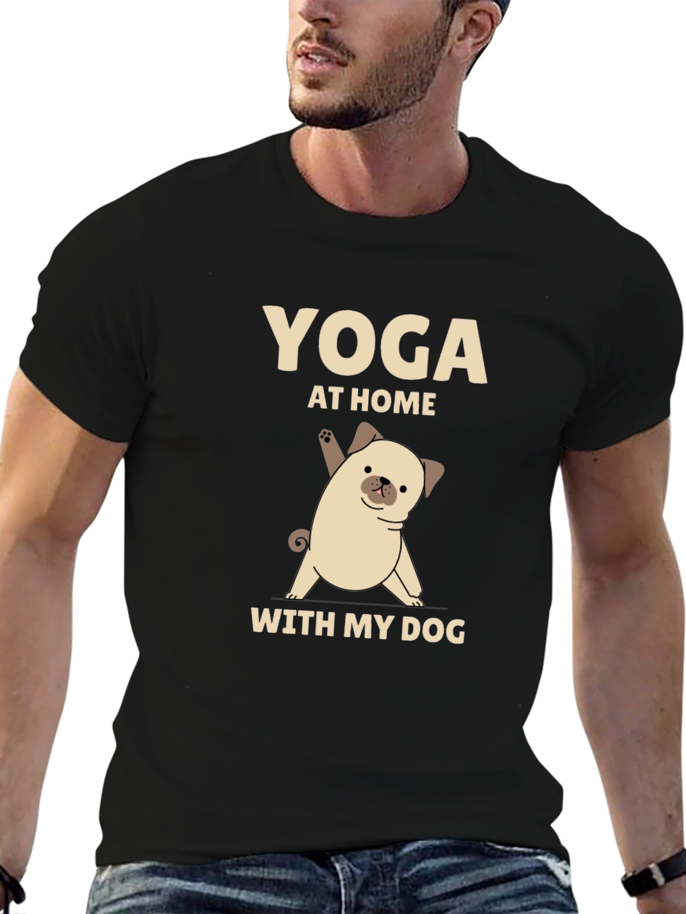 Yoga Pug T-Shirt - At Home With My Dog