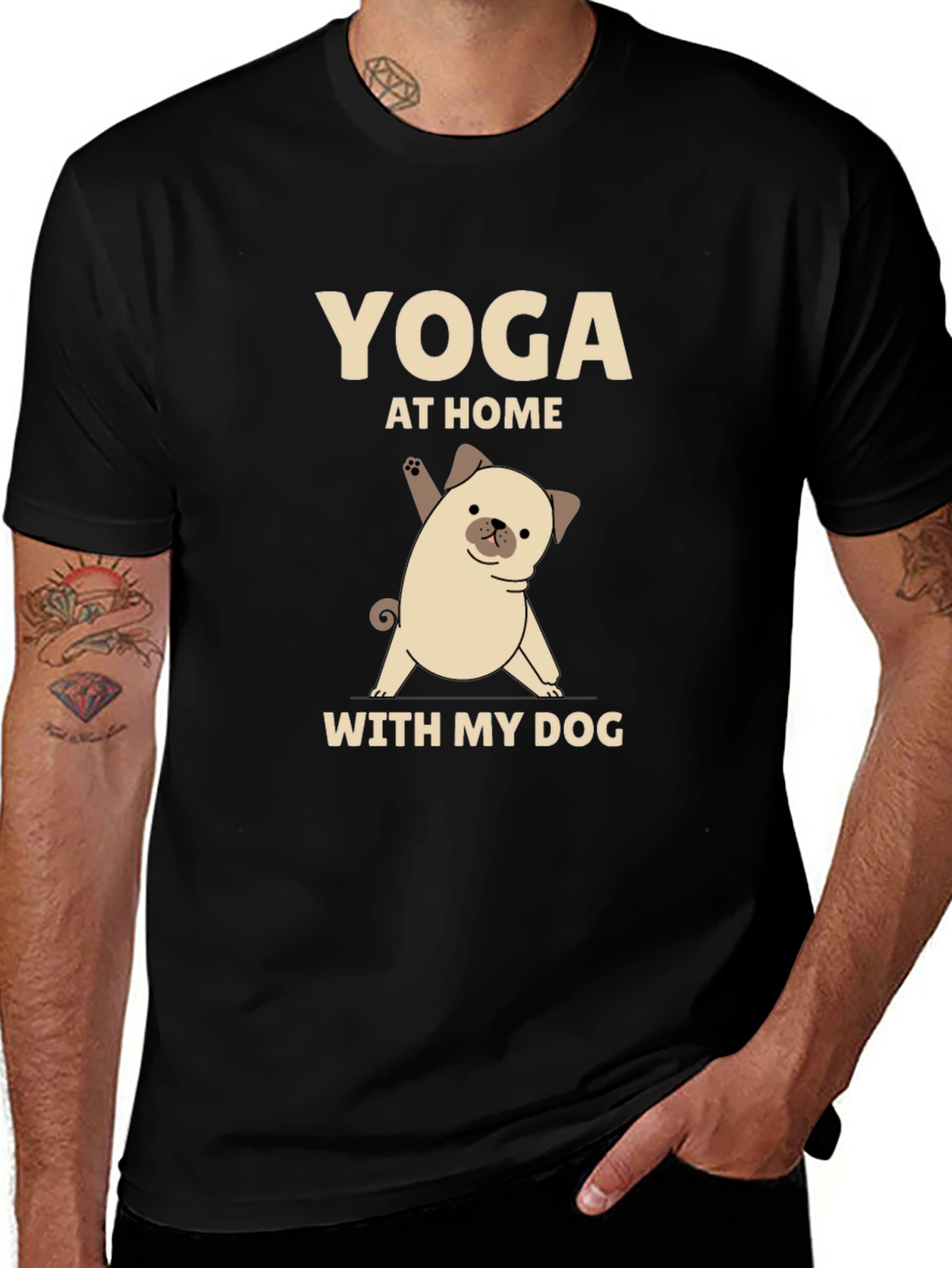 Yoga Pug T-Shirt - At Home With My Dog