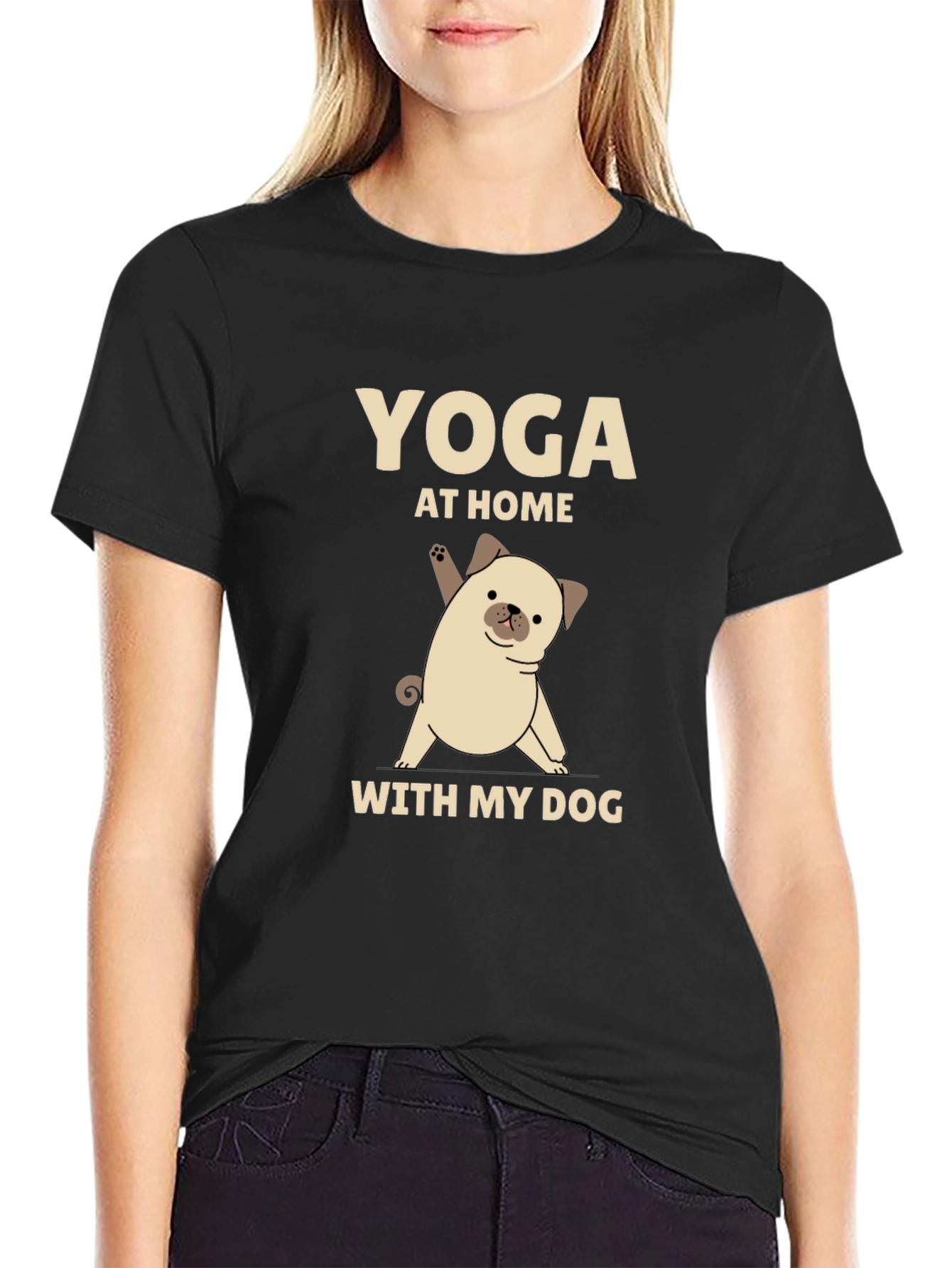 Yoga Pug T-Shirt - At Home With My Dog