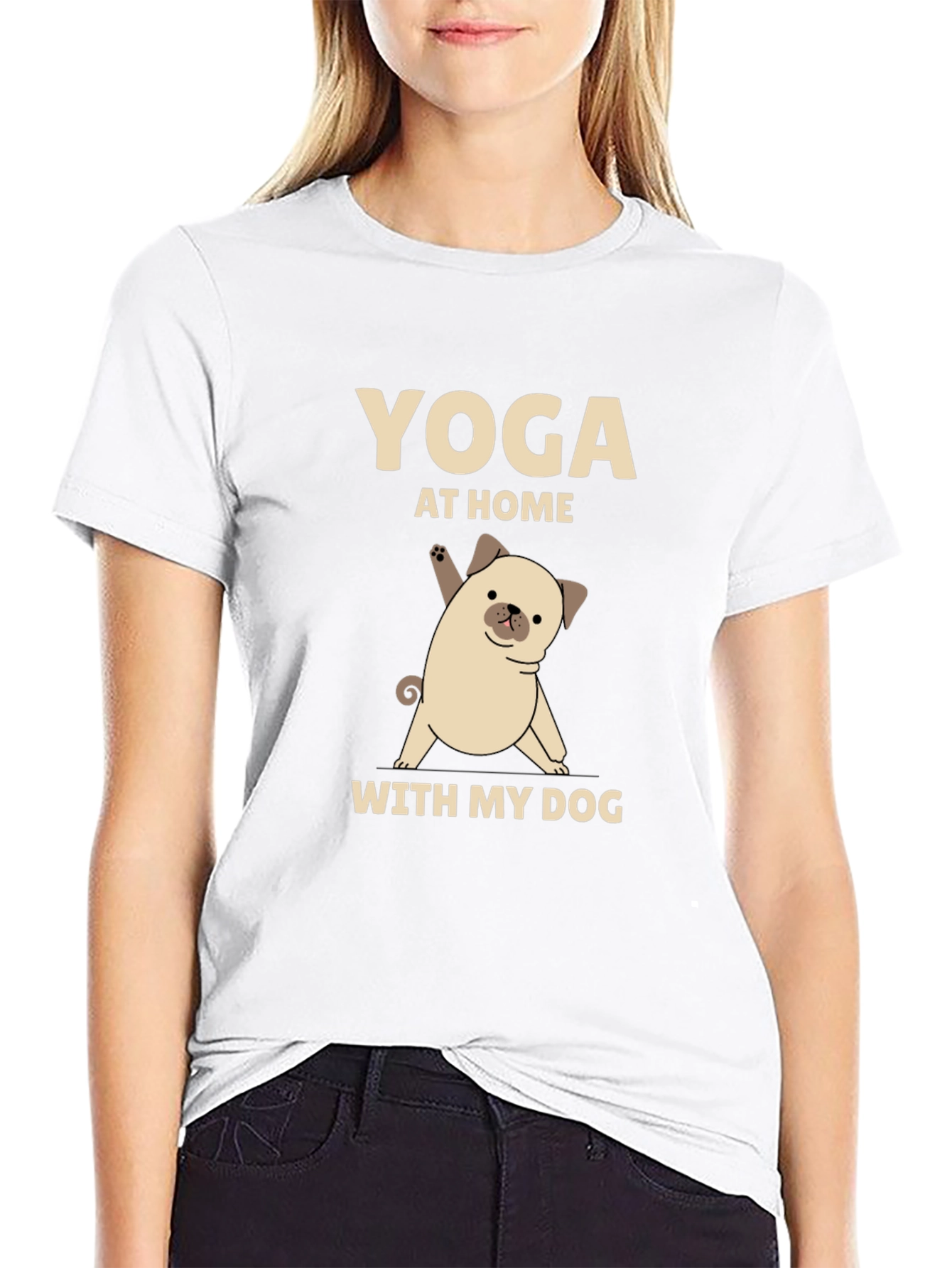 Yoga Pug T-Shirt - At Home With My Dog
