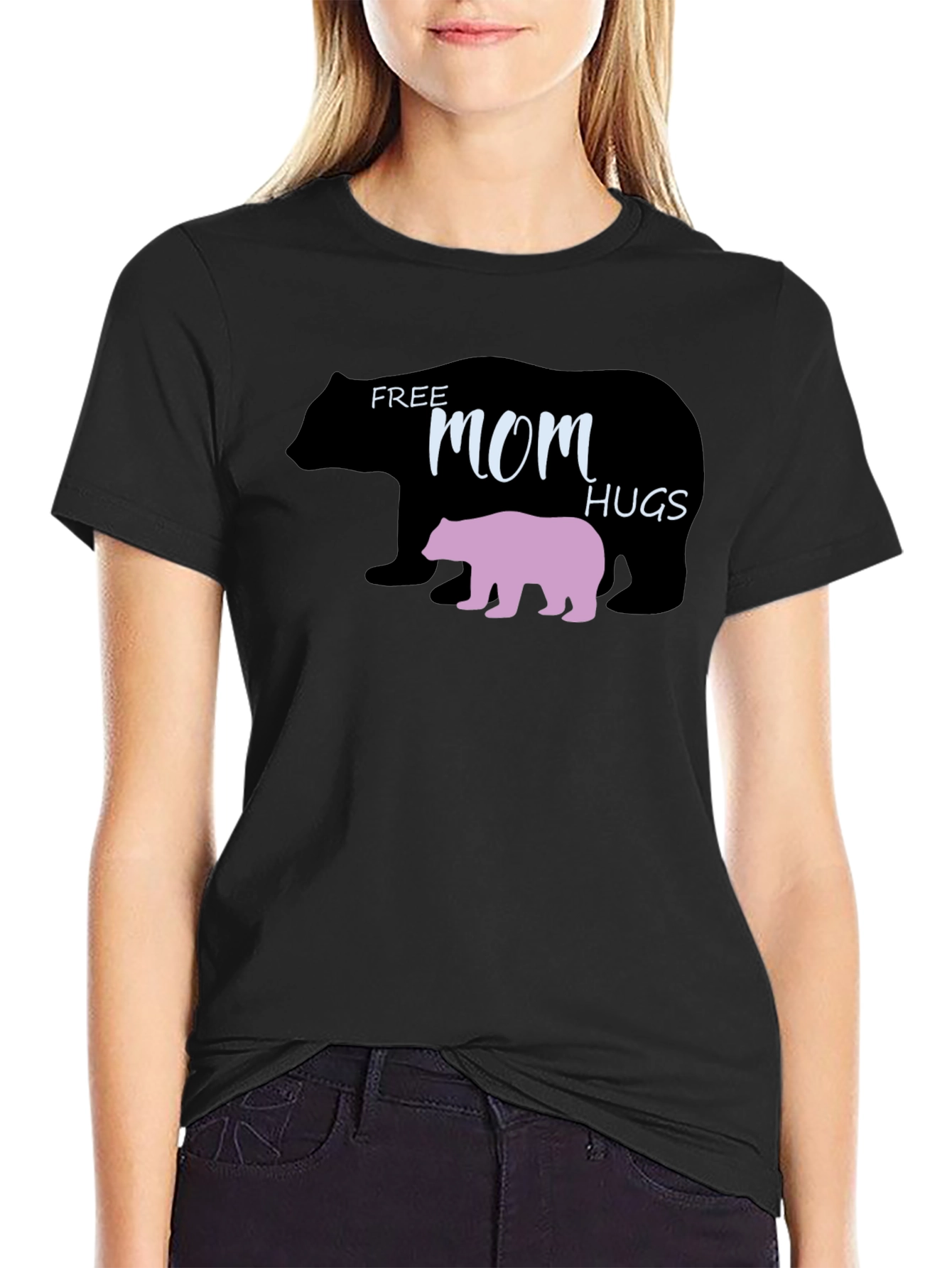 Free Mom Hugs Bear Graphic T-Shirt