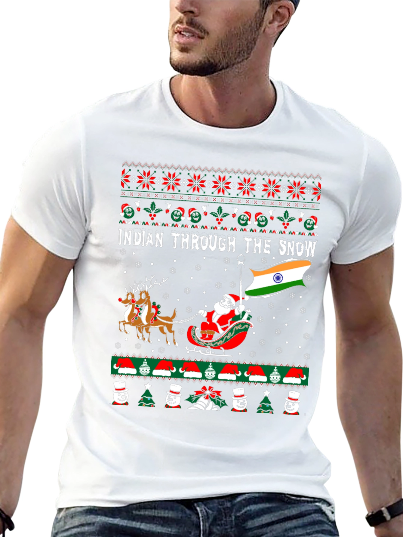 Indian Through The Snow Christmas T-Shirt
