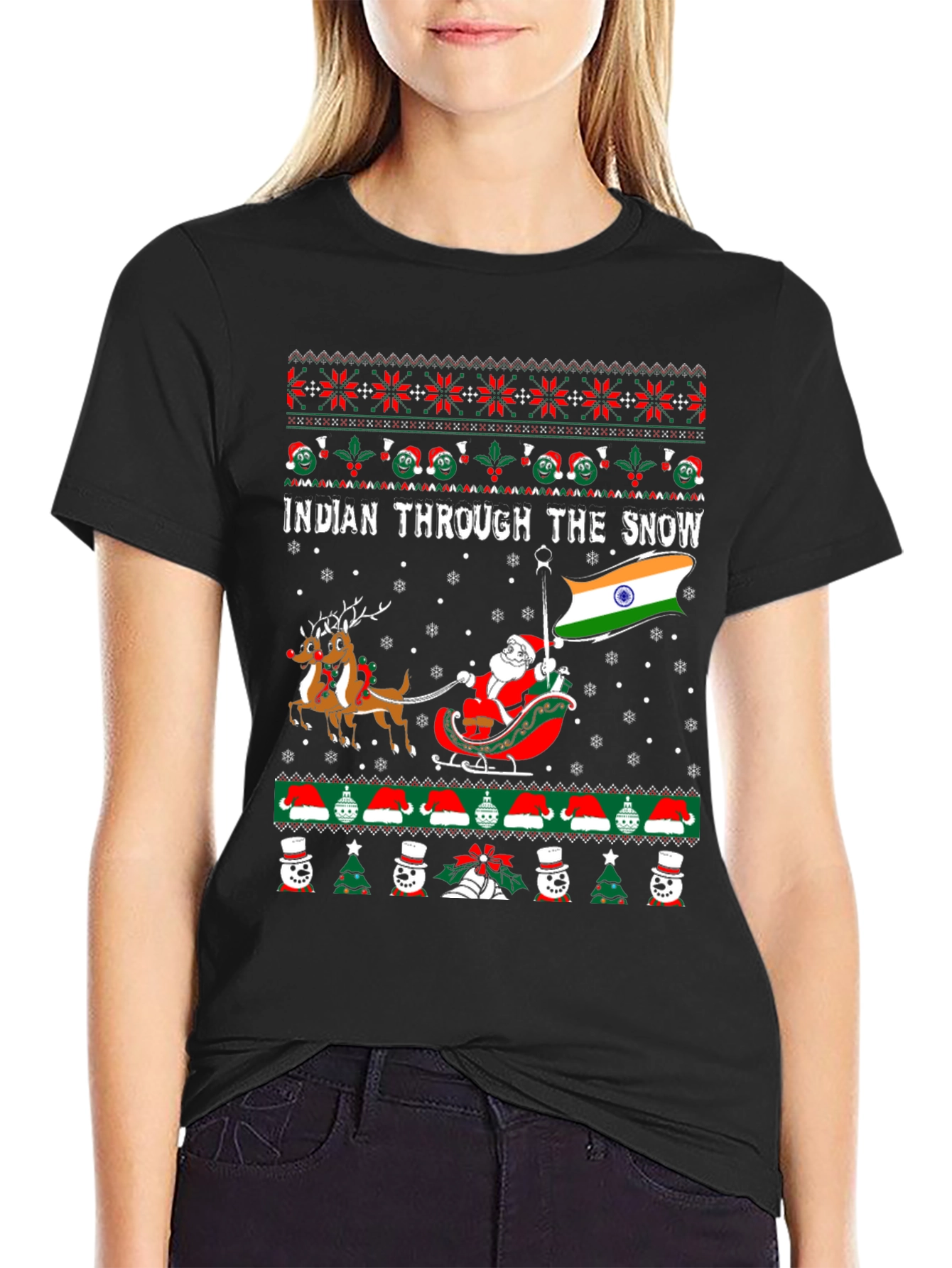 Indian Through The Snow Christmas T-Shirt