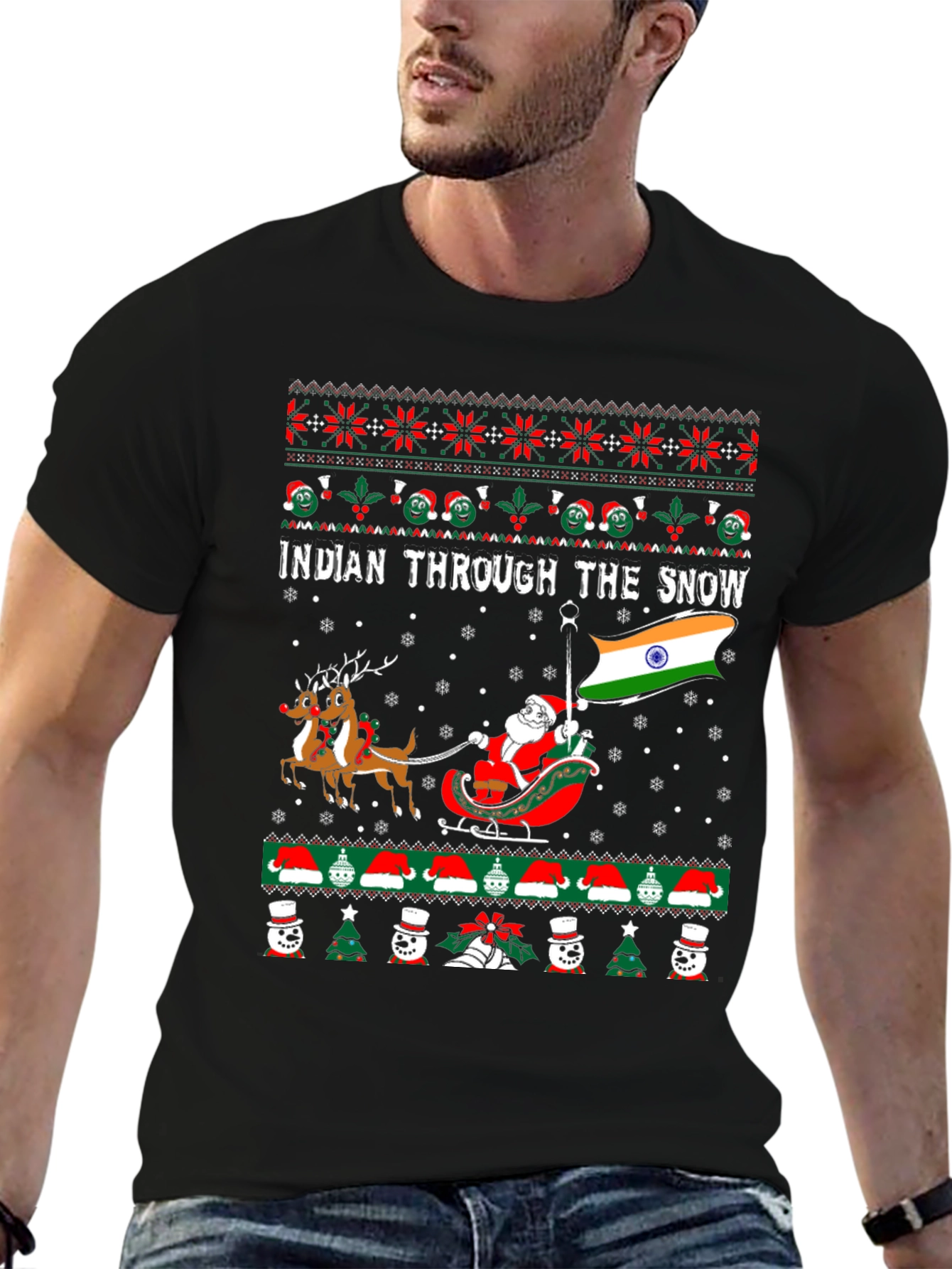 Indian Through The Snow Christmas T-Shirt