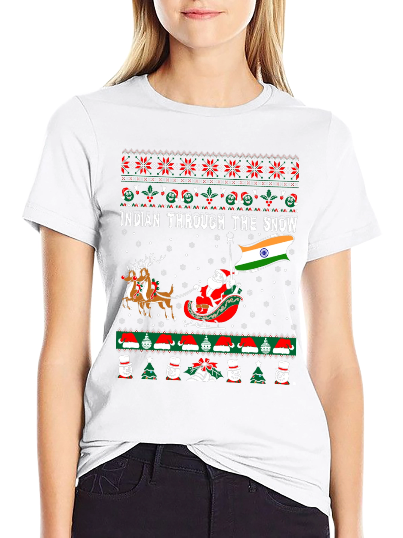 Indian Through The Snow Christmas T-Shirt