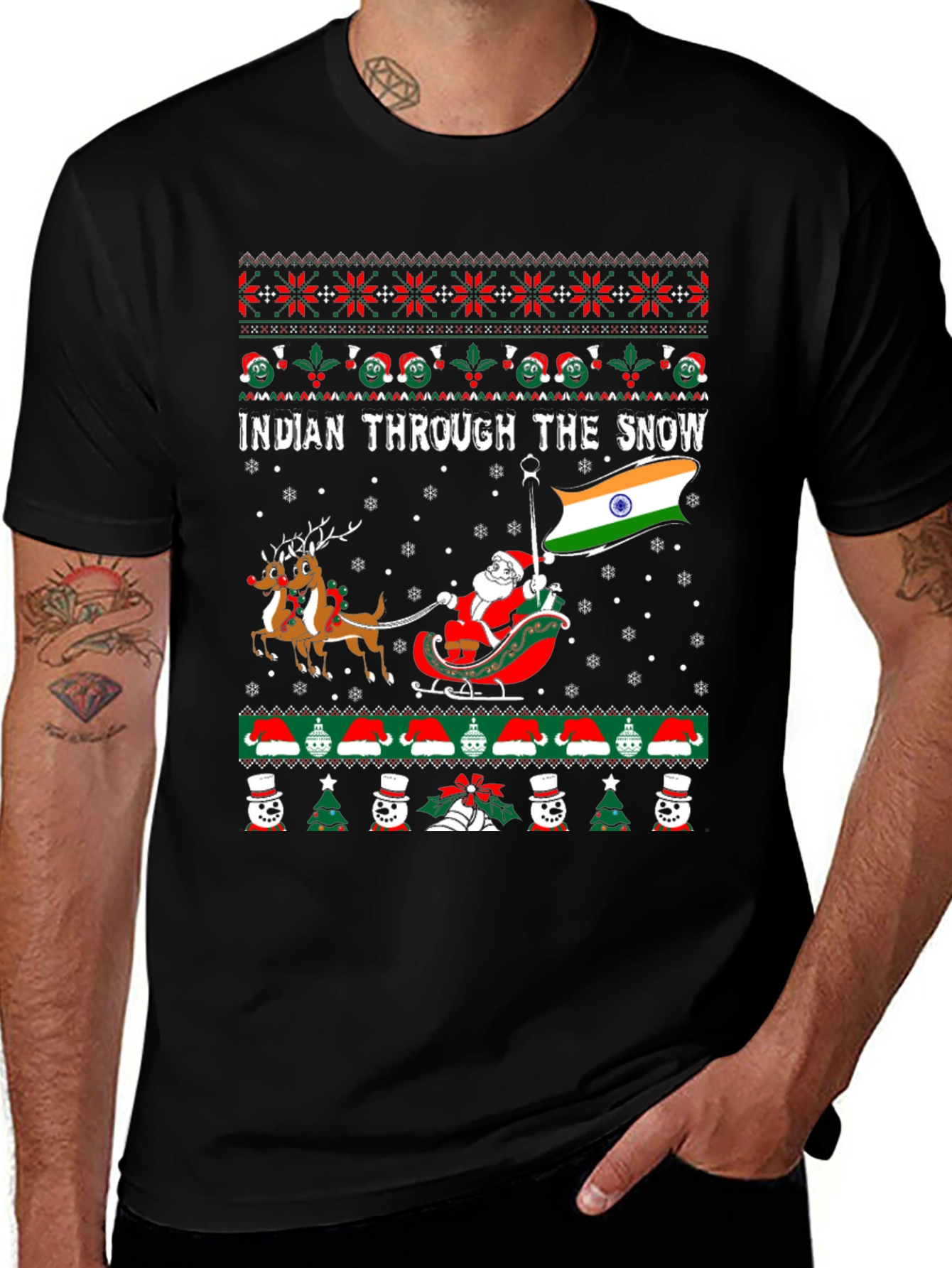 Indian Through The Snow Christmas T-Shirt