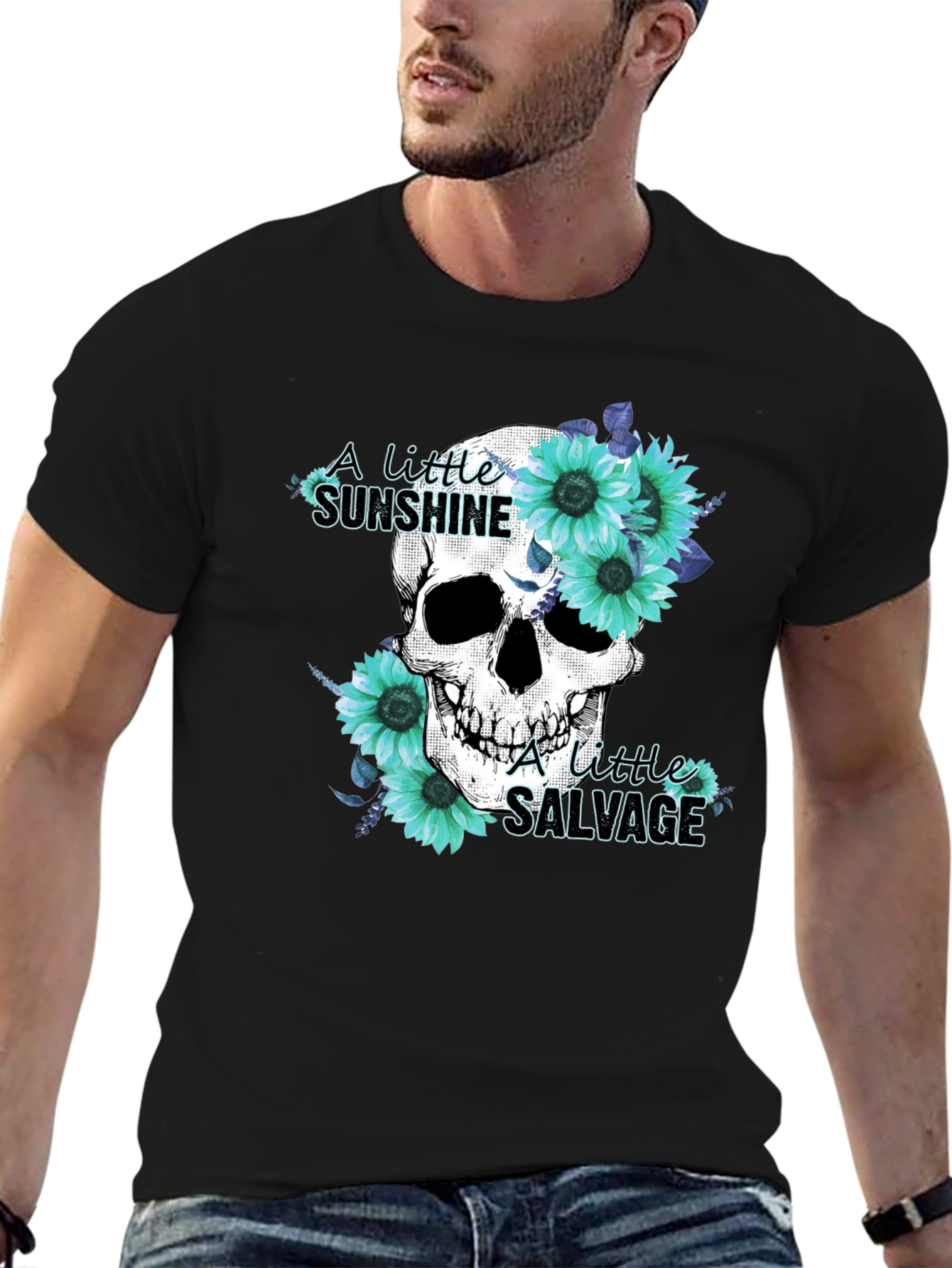 Skull & Sunflower Graphic Tee - Sunshine Salvage Design