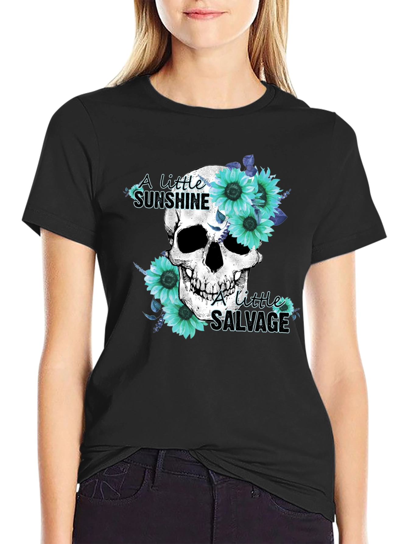 Skull & Sunflower Graphic Tee - Sunshine Salvage Design