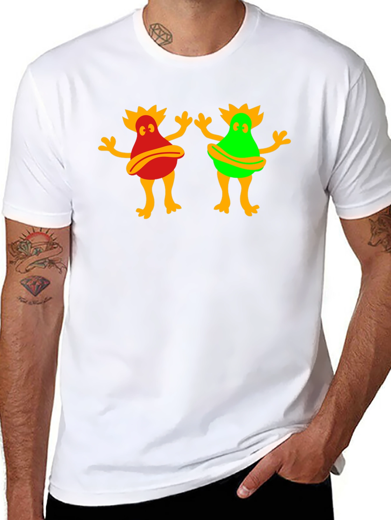Funky Cartoon Character Graphic Tee - Black