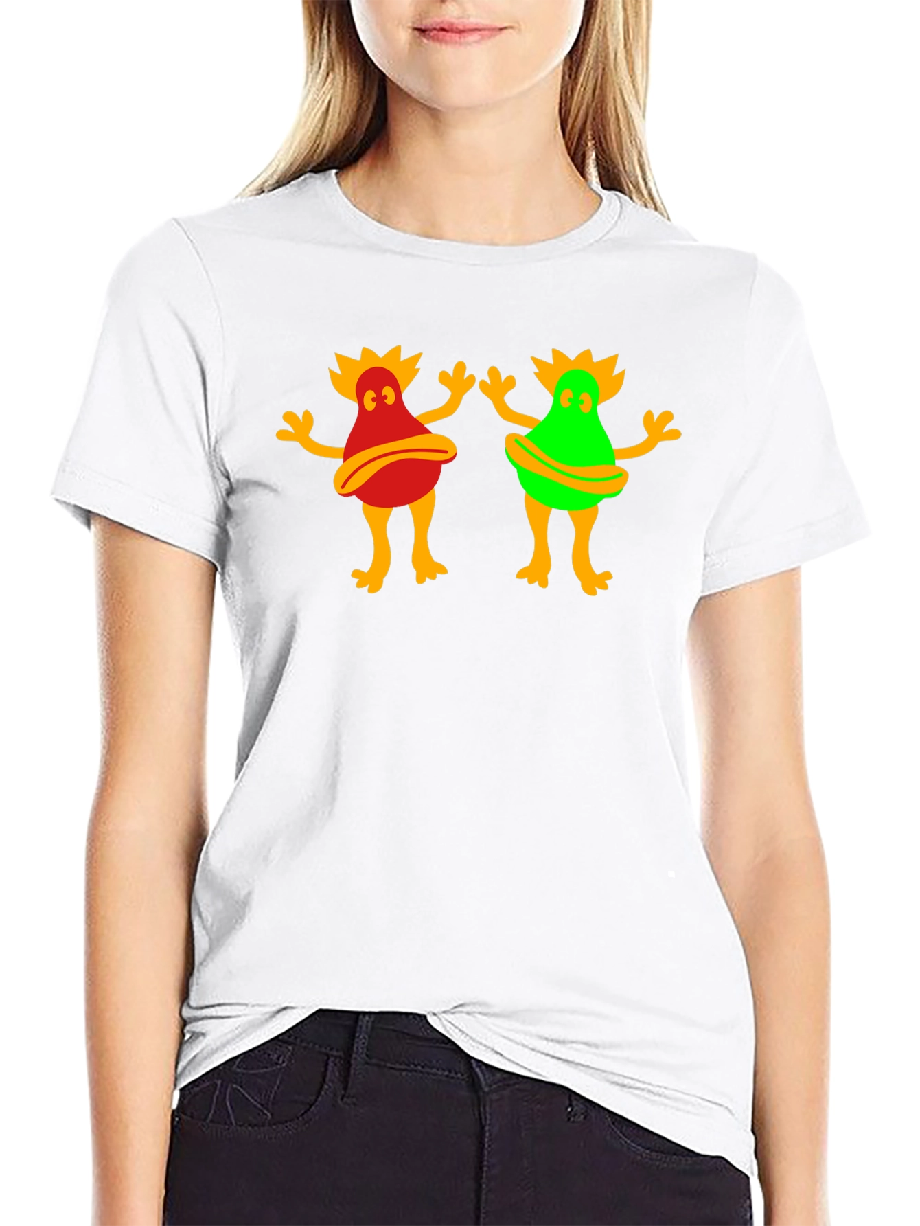 Funky Cartoon Character Graphic Tee - Black