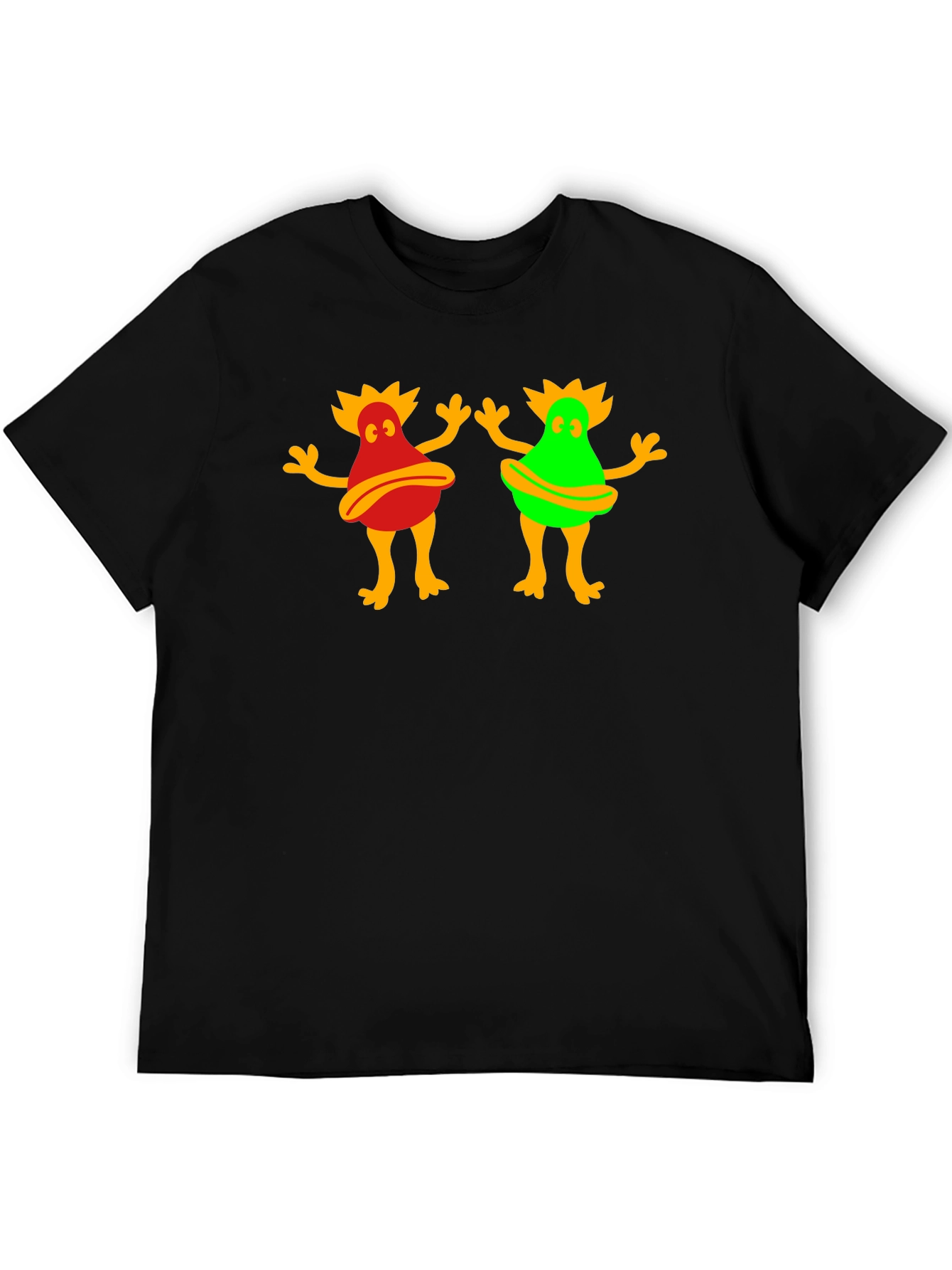 Funky Cartoon Character Graphic Tee - Black