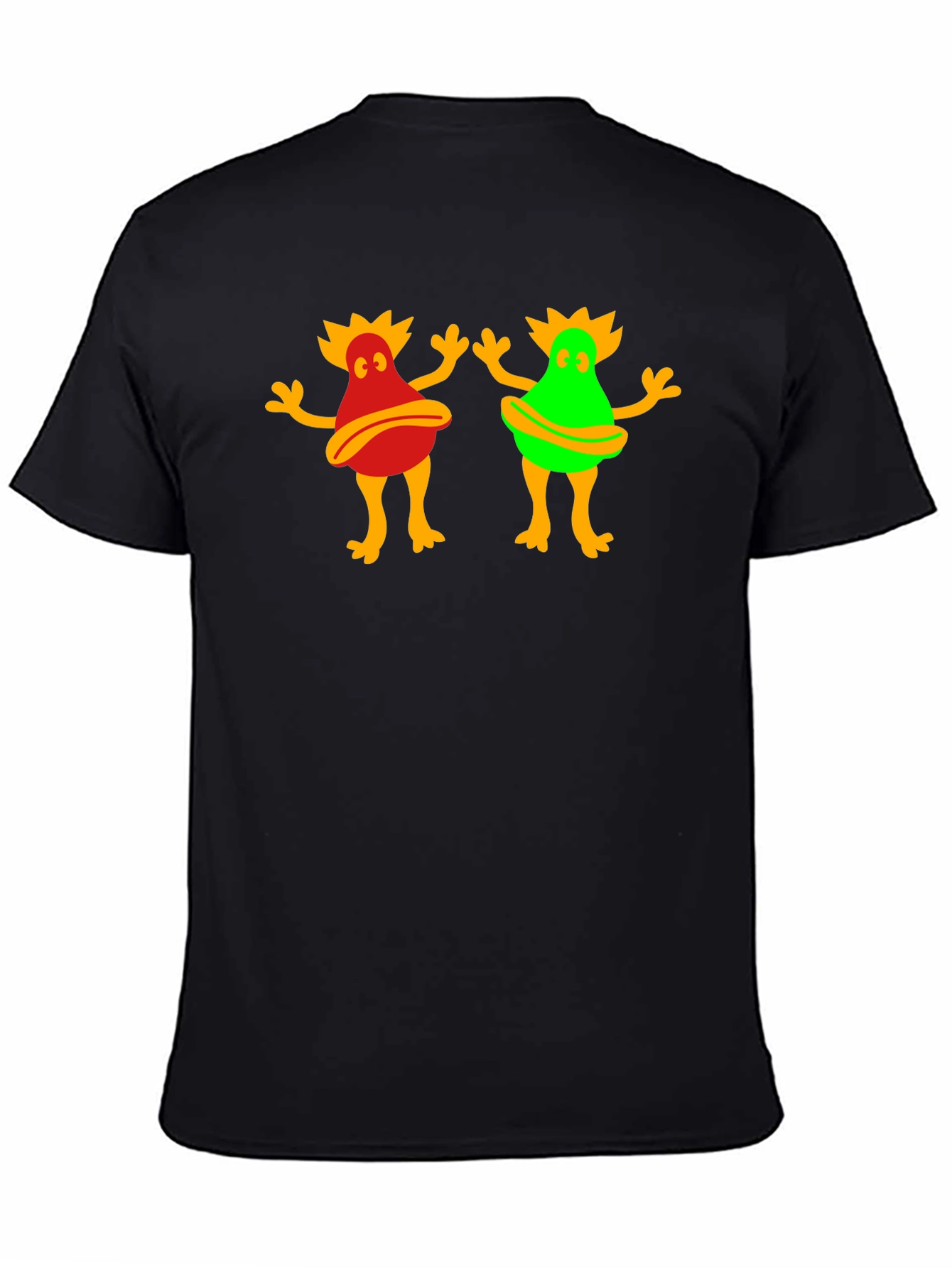 Funky Cartoon Character Graphic Tee - Black