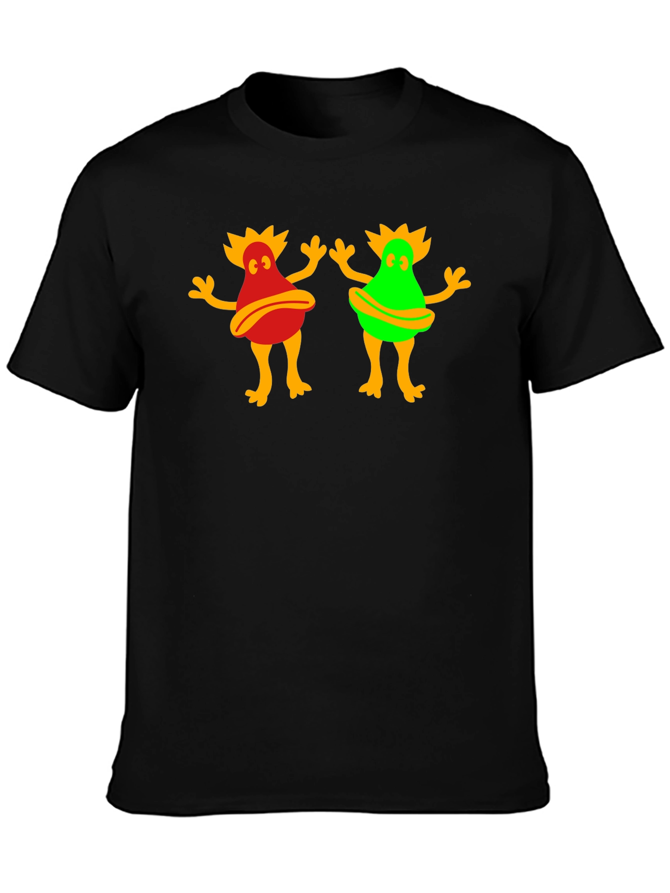 Funky Cartoon Character Graphic Tee - Black