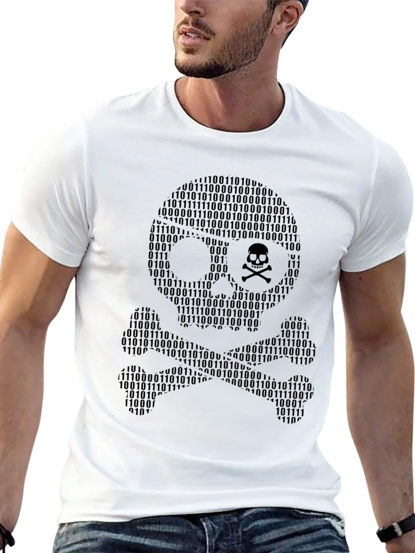 Binary Skull T-Shirt - Hacker Style