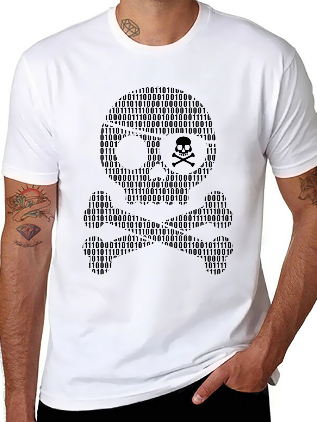 Binary Skull T-Shirt - Hacker Style